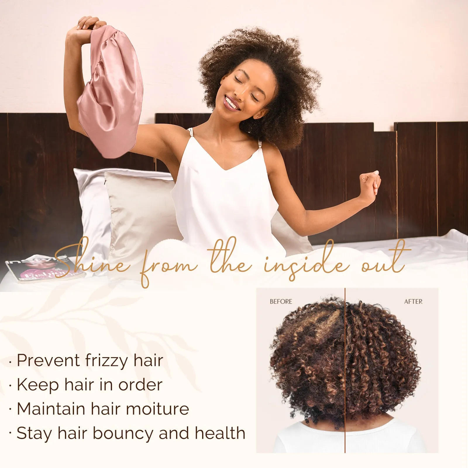 Silk Butter Satin Bonnet Wide Band - Blush Pink sold by YANIBEST product image thumbnail 5