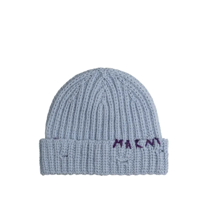 Marni Ribbed Beanie Whit Hand Stitched Logo sold by Asphalt Gold