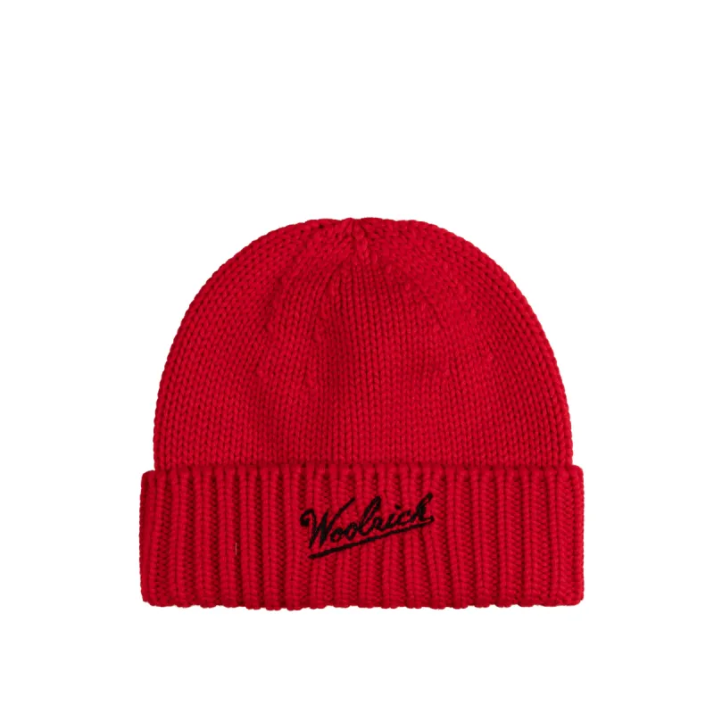 Woolrich Merino Wool Logo Beanie sold by Asphalt Gold
