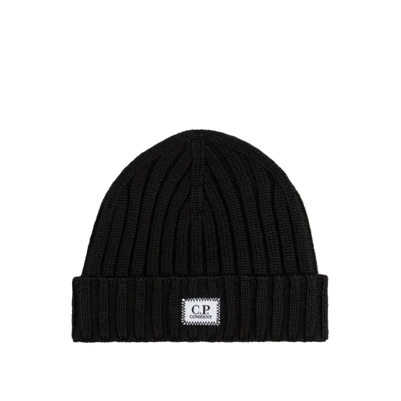 C.P. Company Extra Fine Merino Wool Logo Beanie sold by Asphalt Gold