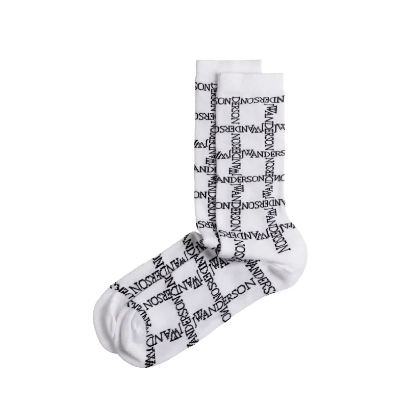 JW Anderson Logo Grid Long Socks sold by Asphalt Gold