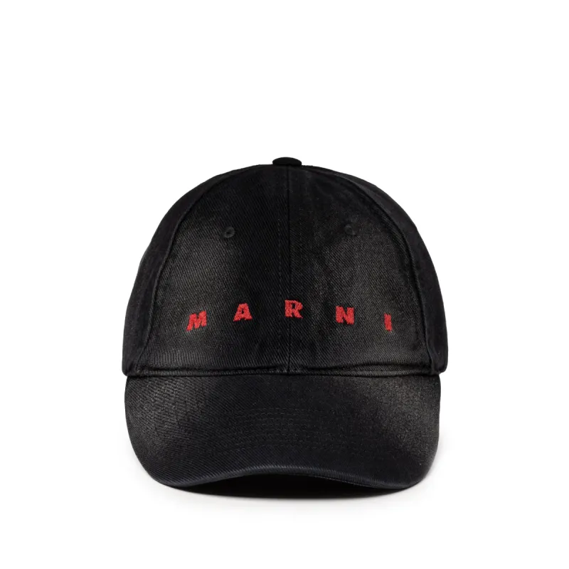 Marni Bleached Cotton Bull Denim Cap sold by Asphalt Gold