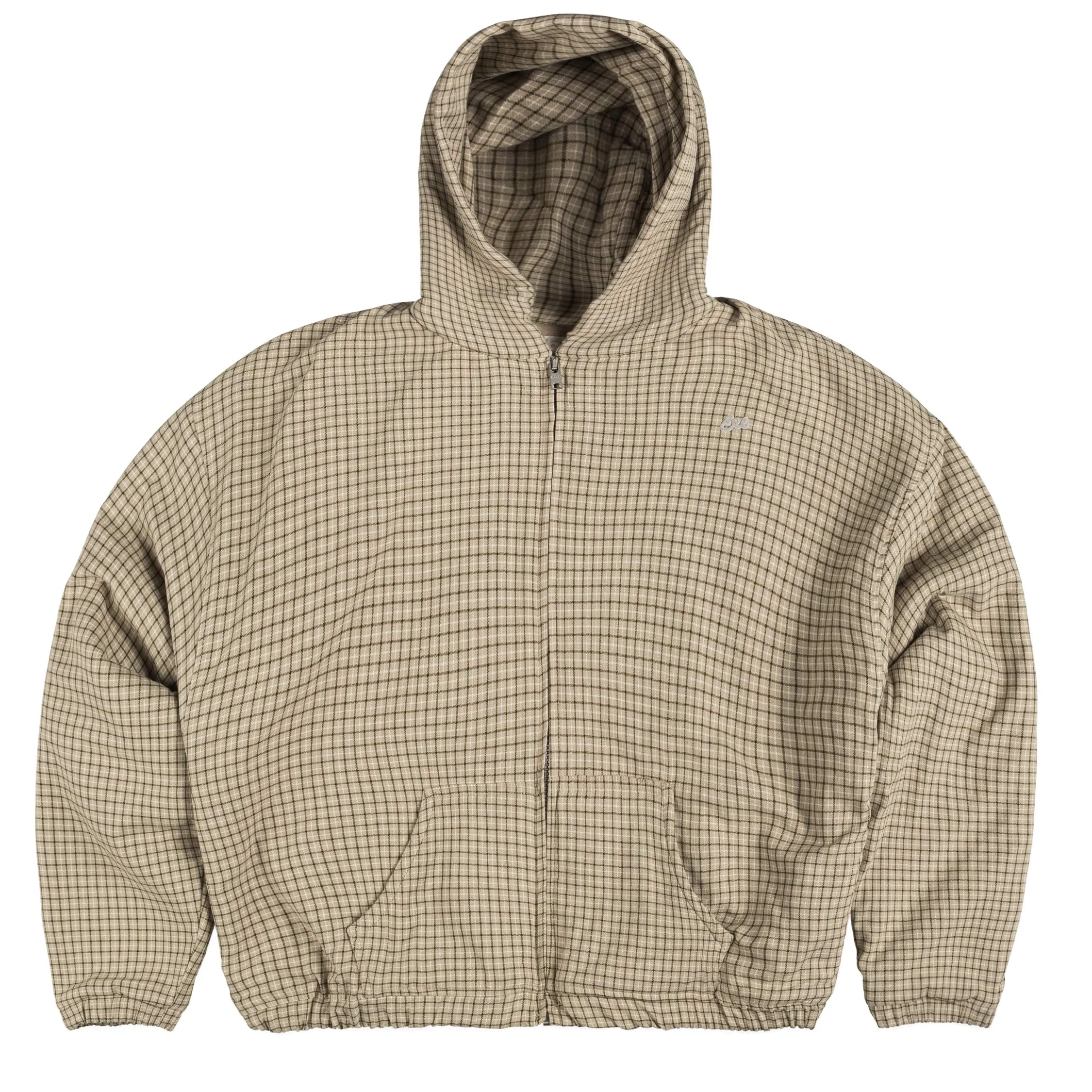 【maro】ERL check padded downvest ERL Padded Check Zip Hooded Jacket in Light Brown | SVD USA