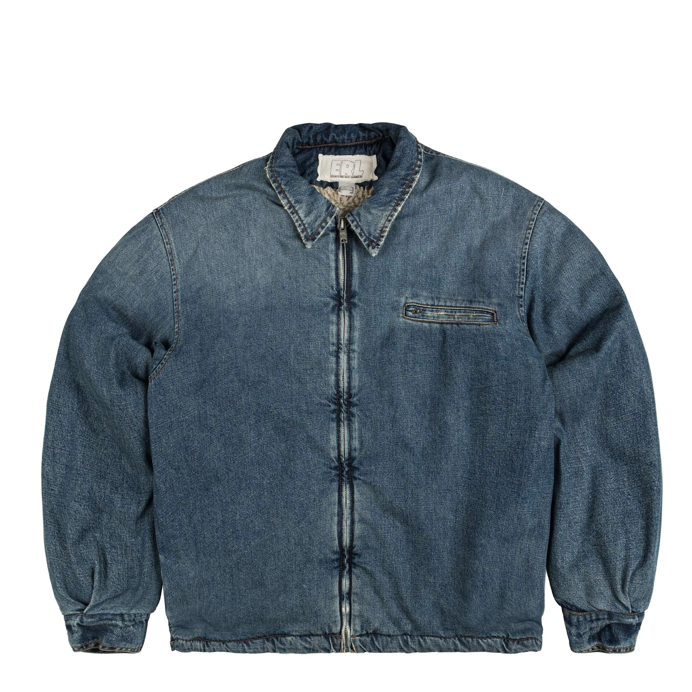 ERL Distressed Denim Sherpa Coat sold by Asphalt Gold