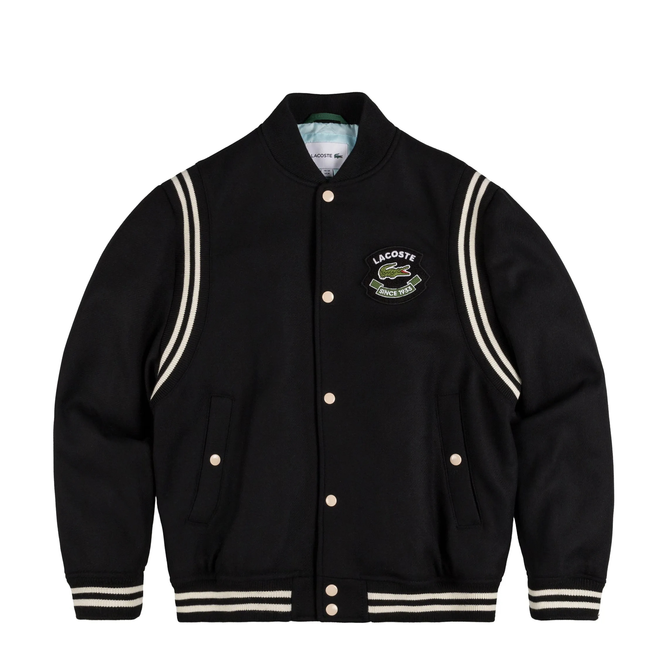 Lacoste Wool Contrast Badge Varsity Jacket sold by Asphalt Gold