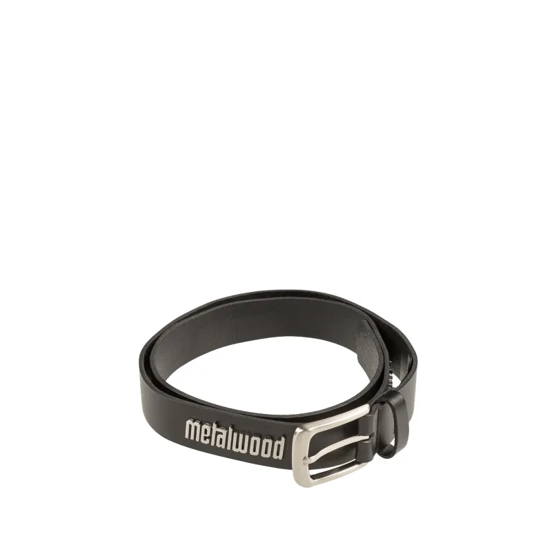 Metalwood Metal Logo Leather Studded Belt sold by Asphalt Gold
