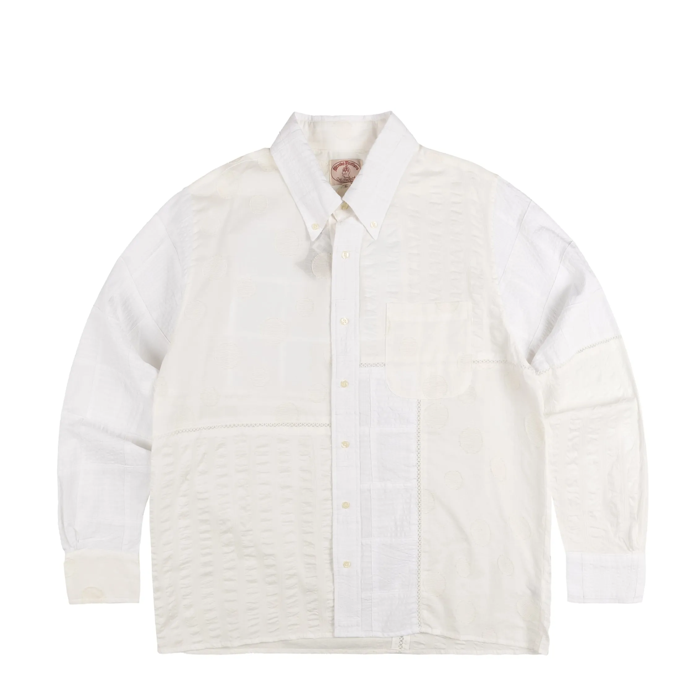 Brain Dead x Brooks Brothers Patchwork Oxford Button Up sold by Asphalt Gold