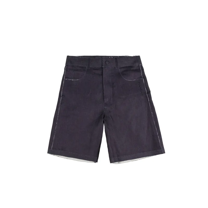 Marni Deep Blue Stretch Denim Trompe L'oeil Bermuda-Short made by Marni