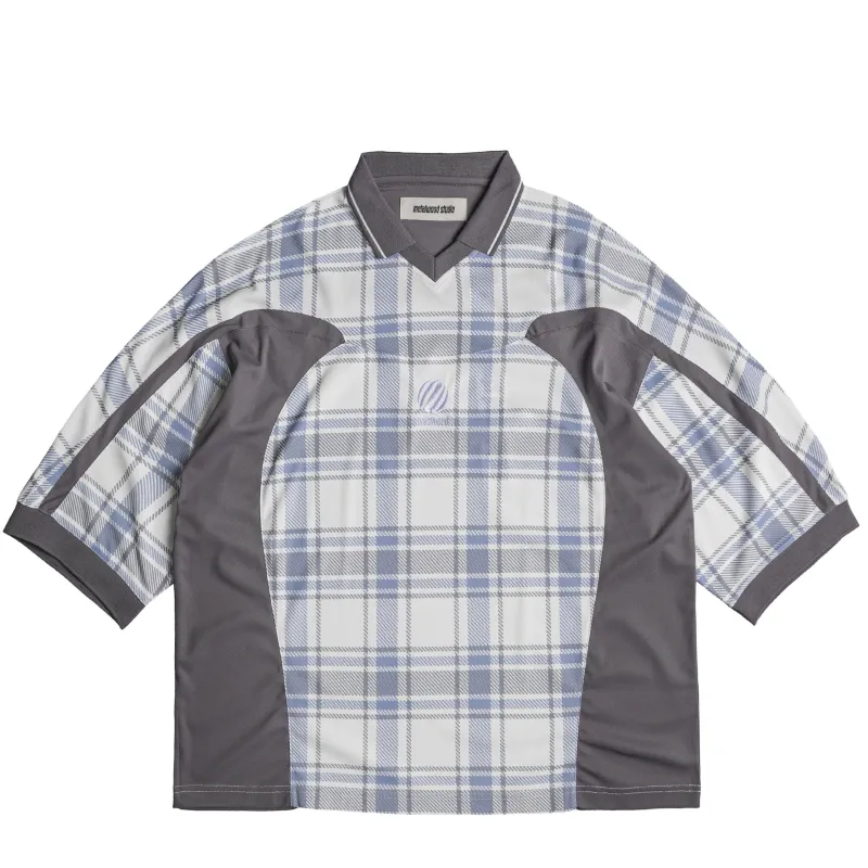 Metalwood Paneled 3/4 Sleeve Polo sold by Asphalt Gold