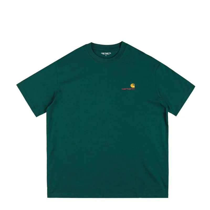 Carhartt WIP American Script T-Shirt (Dark Fir) sold by Asphalt Gold