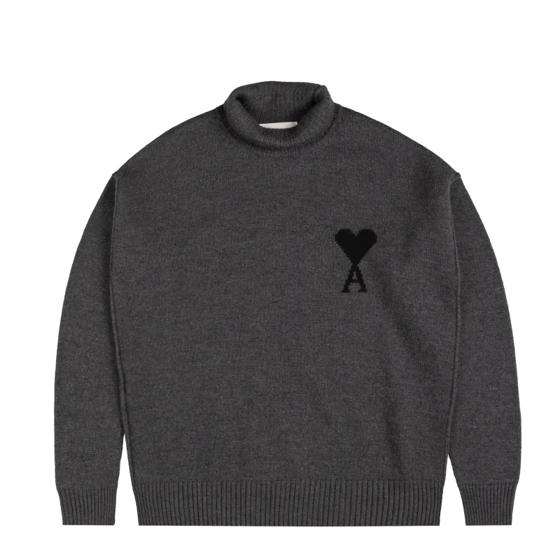 AMI Paris Ami De Coeur Funnel Neck Wool Sweater sold by Asphalt Gold