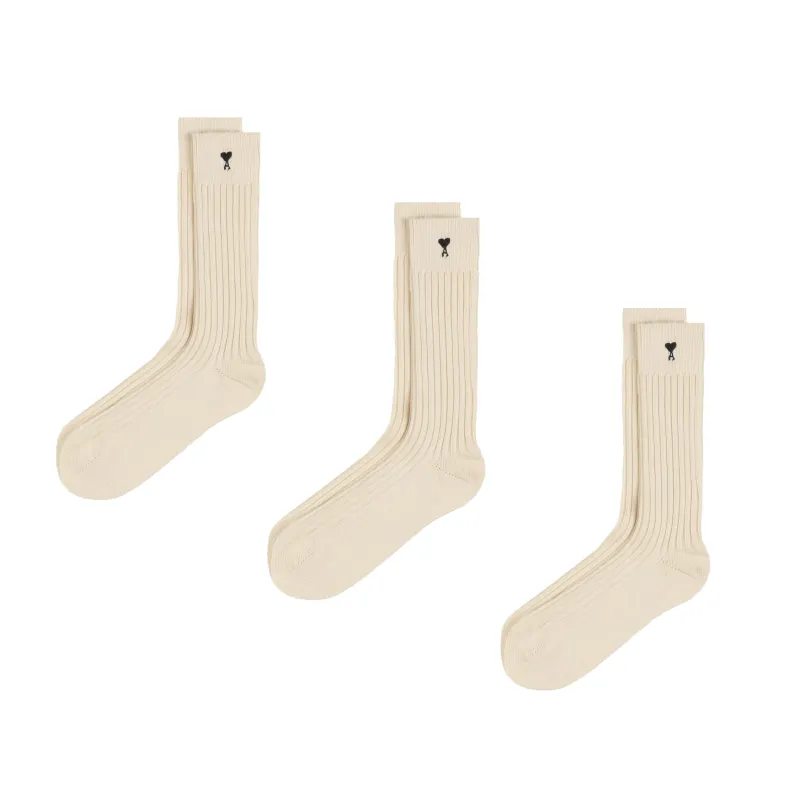 AMI Paris Ami De Coeur Socks Three Pack sold by Asphalt Gold