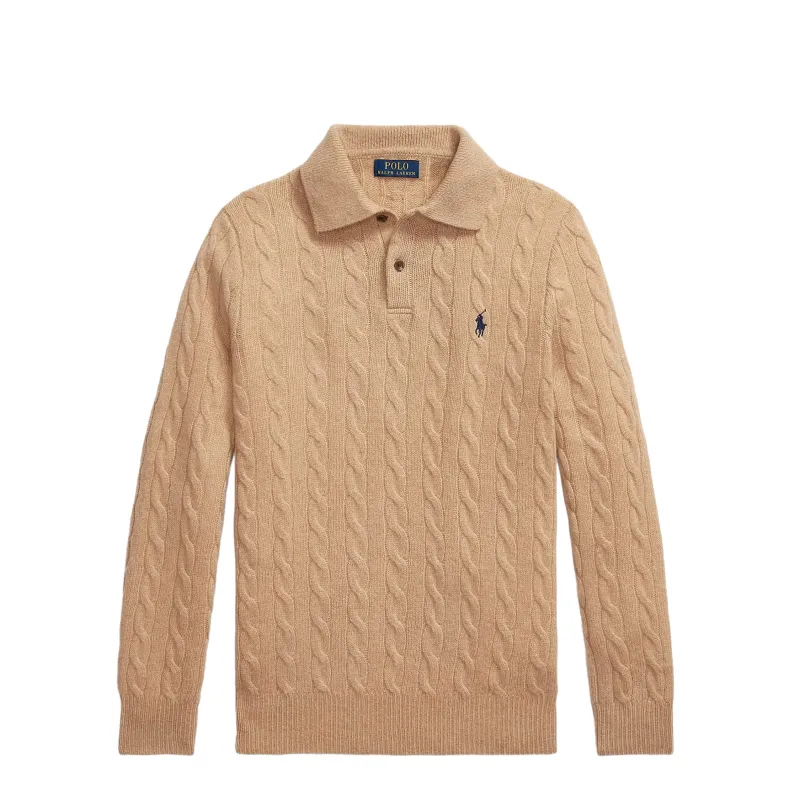 Polo Ralph Lauren Cable-Knit Wool-Cashmere Polo Jumper sold by Asphalt Gold