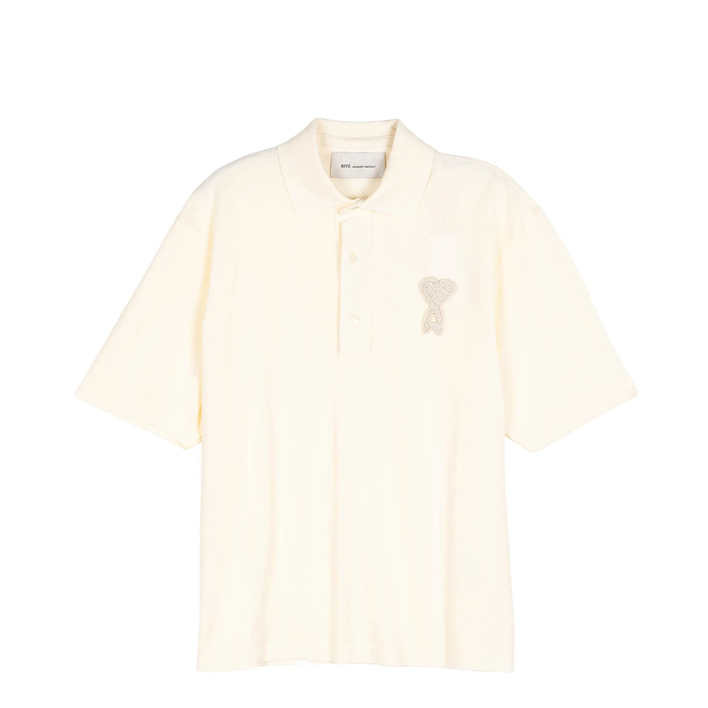 AMI Paris Ami De Coeur Knitted Patch Polo sold by Asphalt Gold