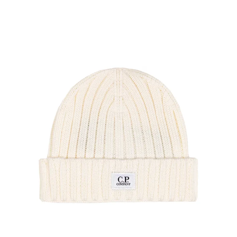C.P. Company Extra Fine Merino Wool Knit Logo Beanie made by C.P. Company