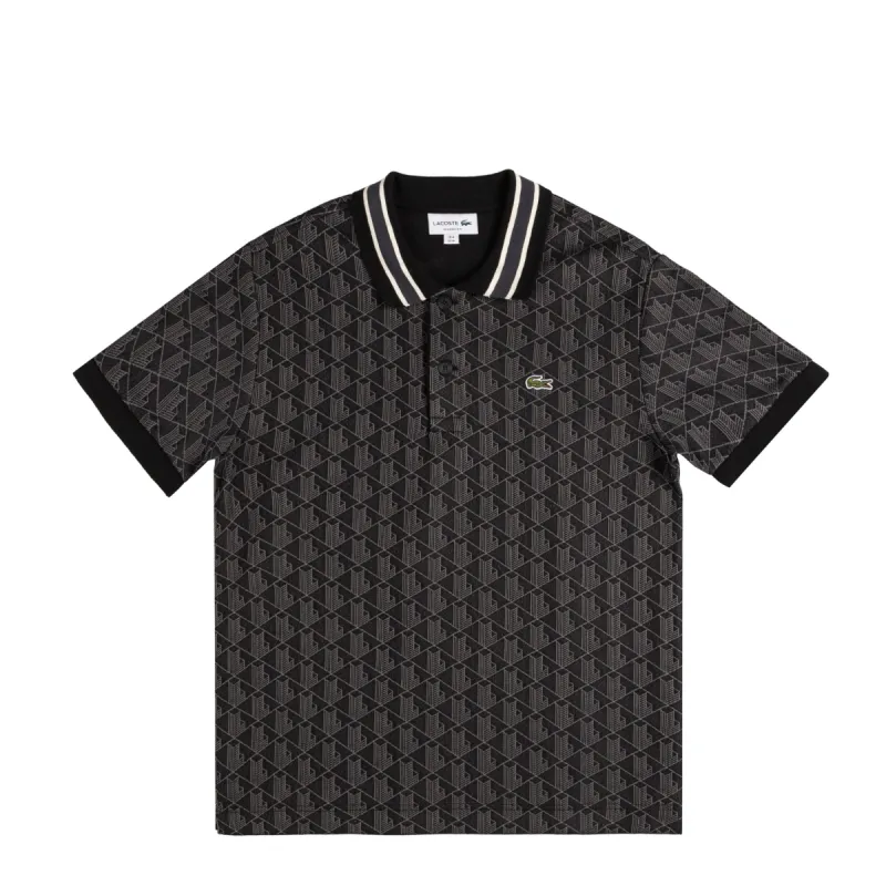 Lacoste Contrast Collar Monogram Polo Shirt sold by Asphalt Gold