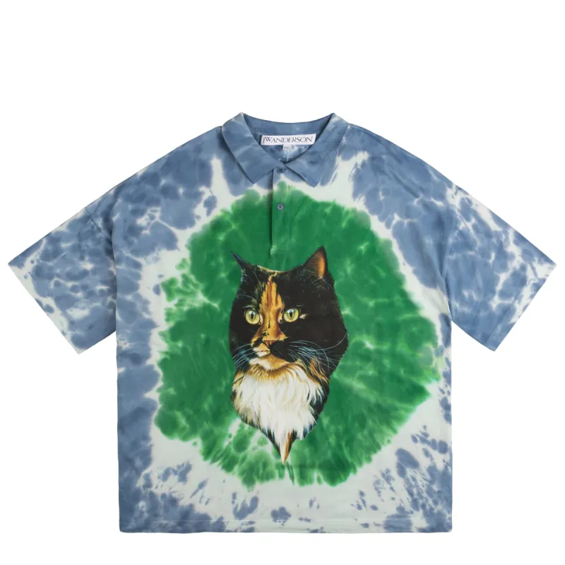 JW Anderson Cat Print Tie Dye Polo Shirt sold by Asphalt Gold