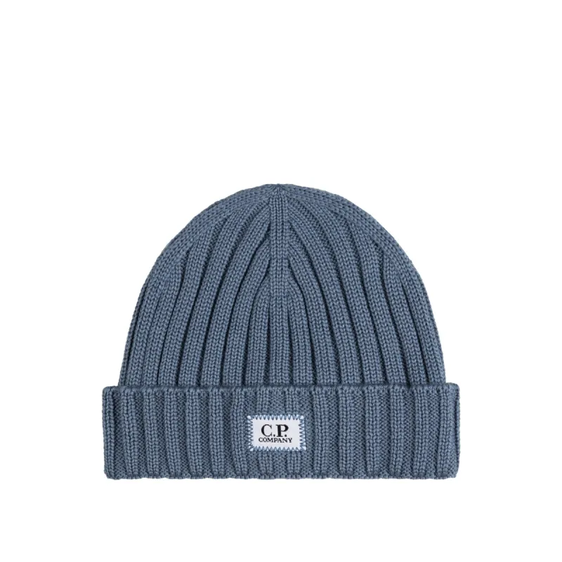C.P. Company Extra Fine Merino Wool Logo Beanie sold by Asphalt Gold