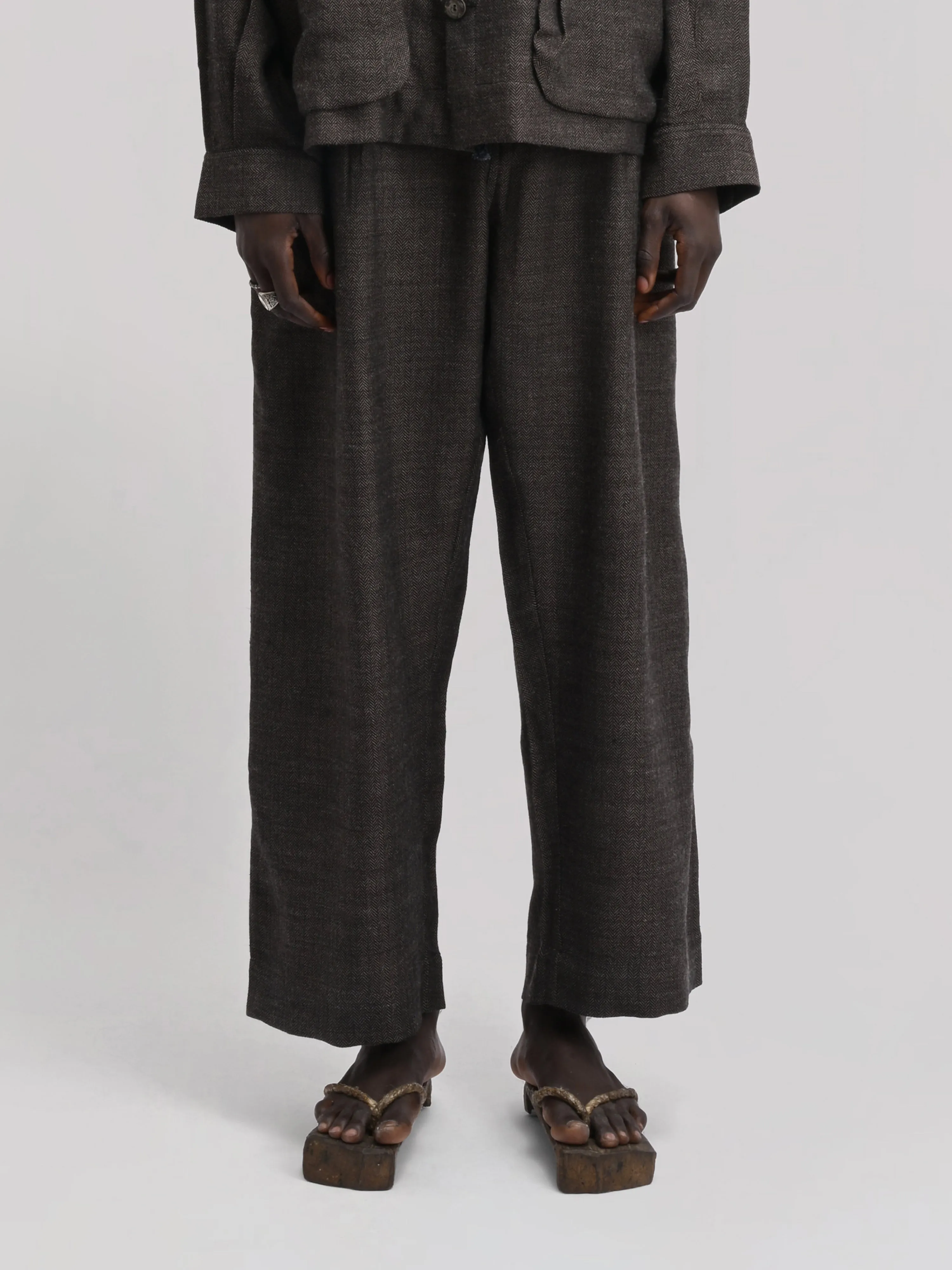 Farmer Pant – Handwoven Wool – Dark Brown sold by Gathering