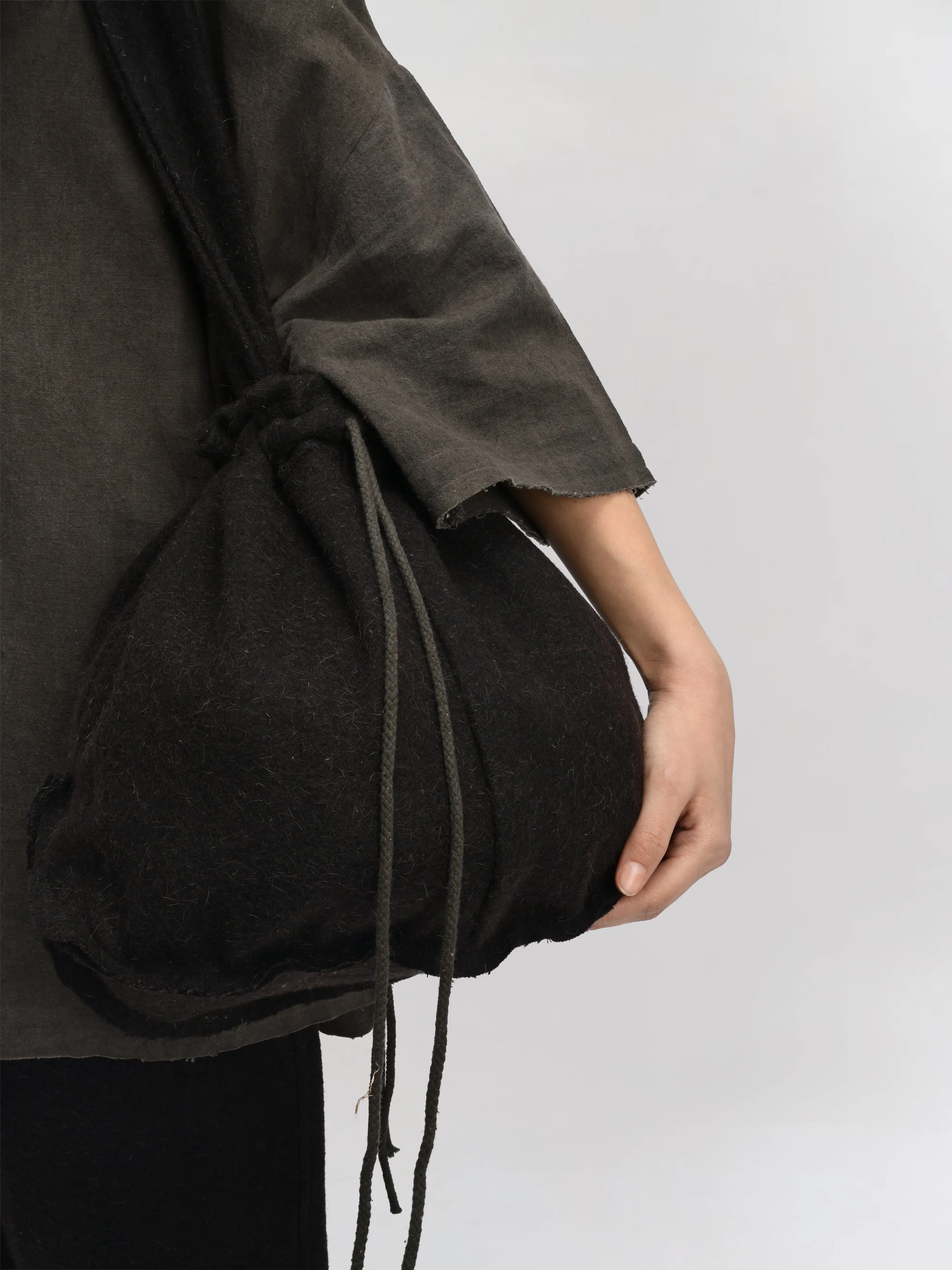 Peardrop Bag – Handwoven Yak & Sheep Wool – Black sold by Gathering product image thumbnail 5