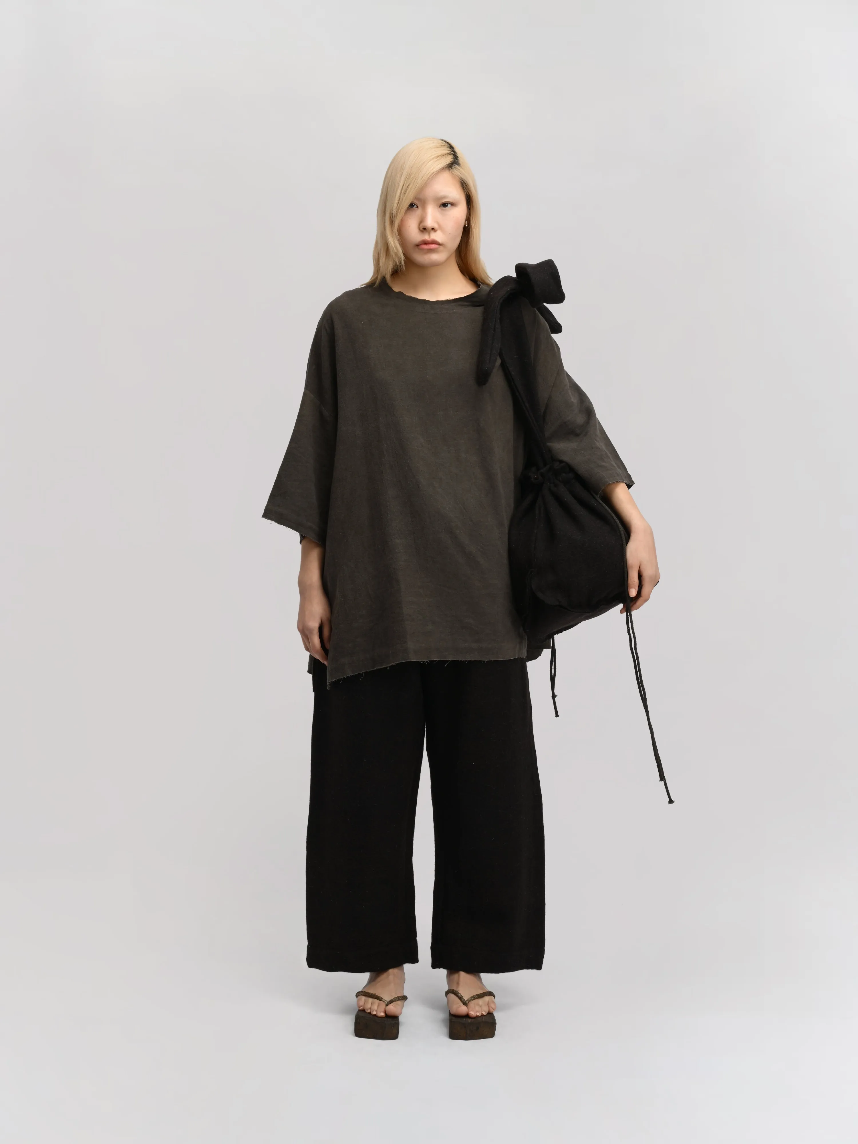 Peardrop Bag – Handwoven Yak & Sheep Wool – Black sold by Gathering