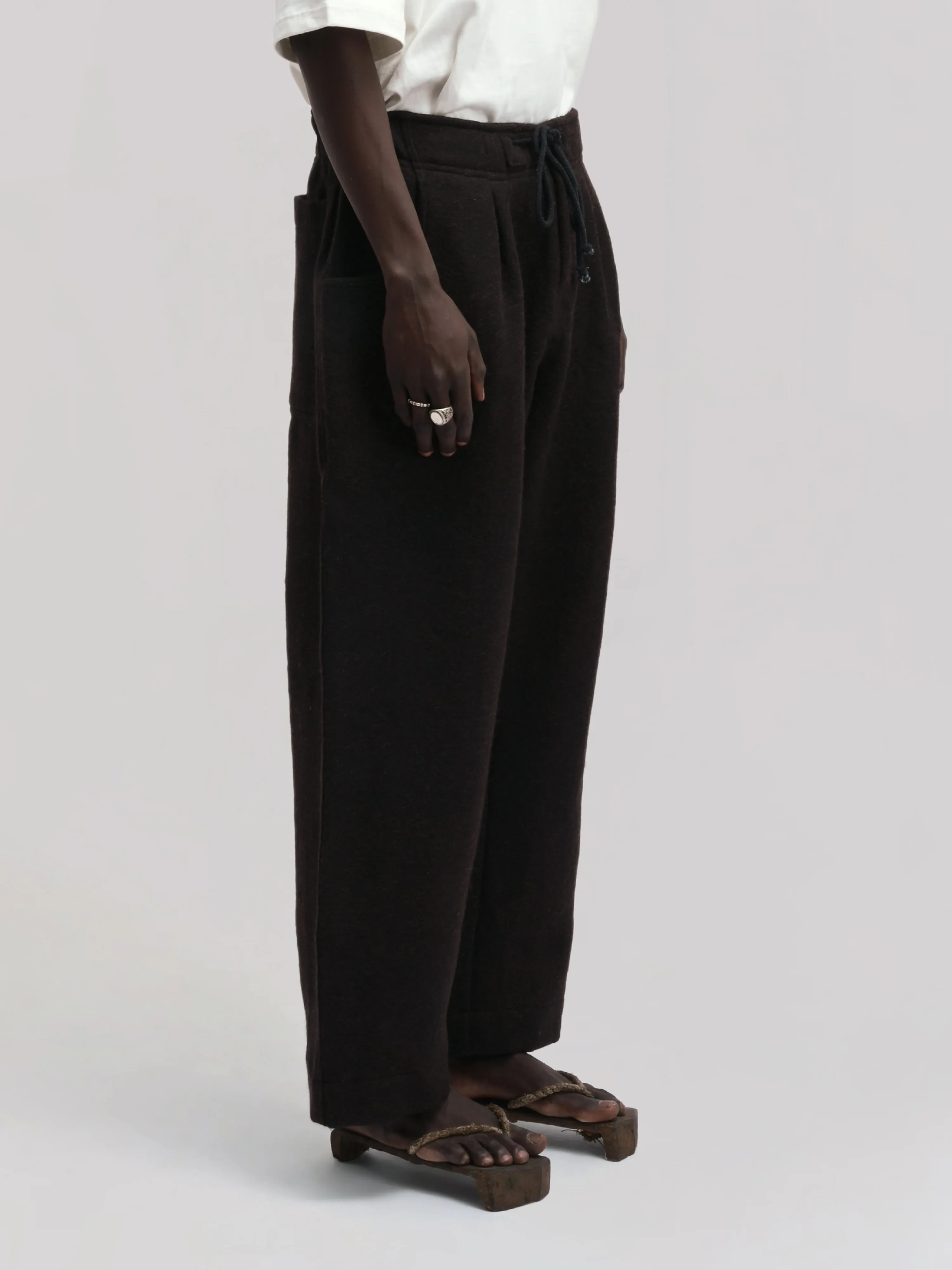 Farmer Pant – Handwoven Yak & Sheep Wool – Deep Black sold by Gathering product image thumbnail 3