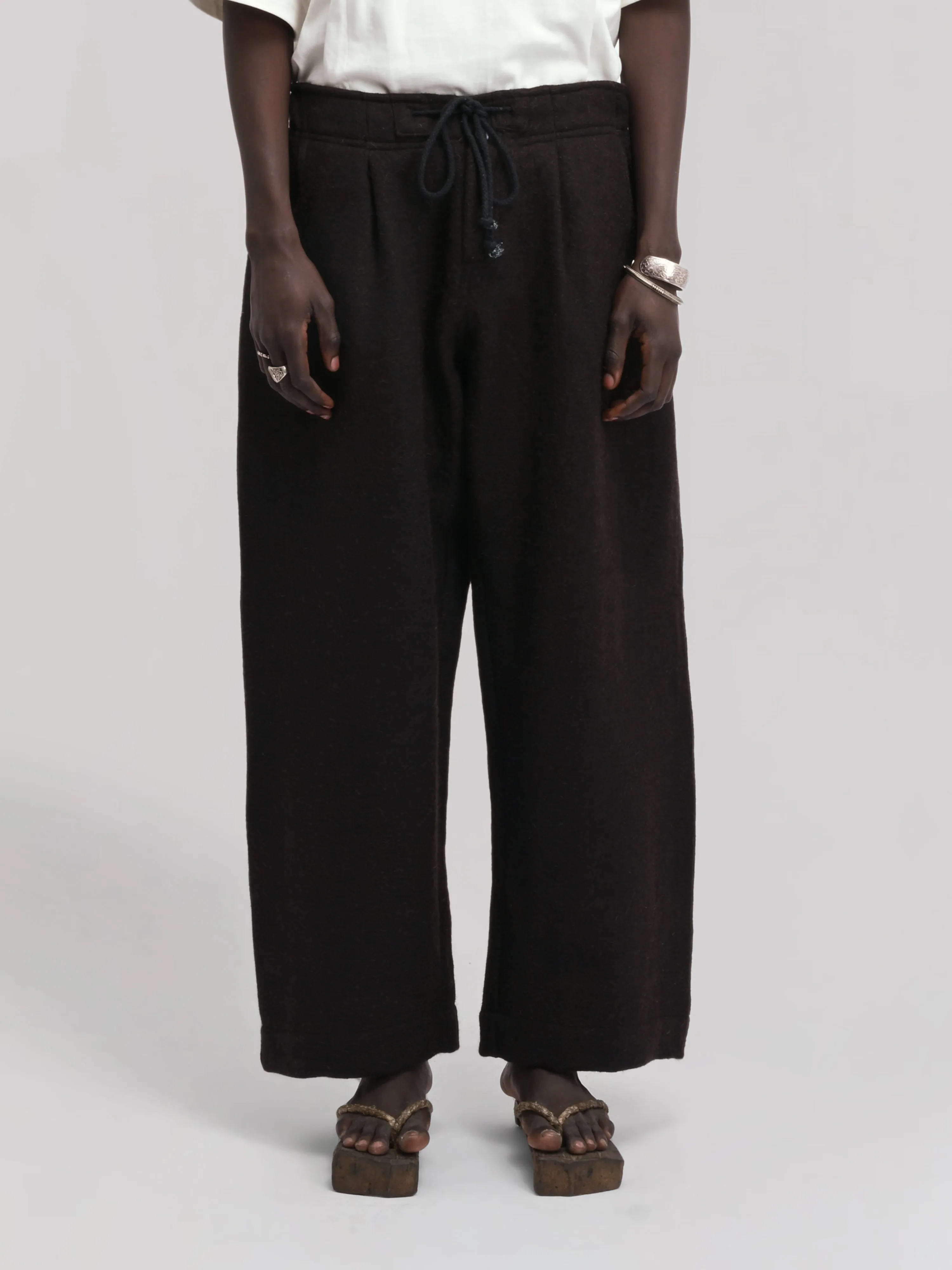 Farmer Pant – Handwoven Yak & Sheep Wool – Deep Black sold by Gathering