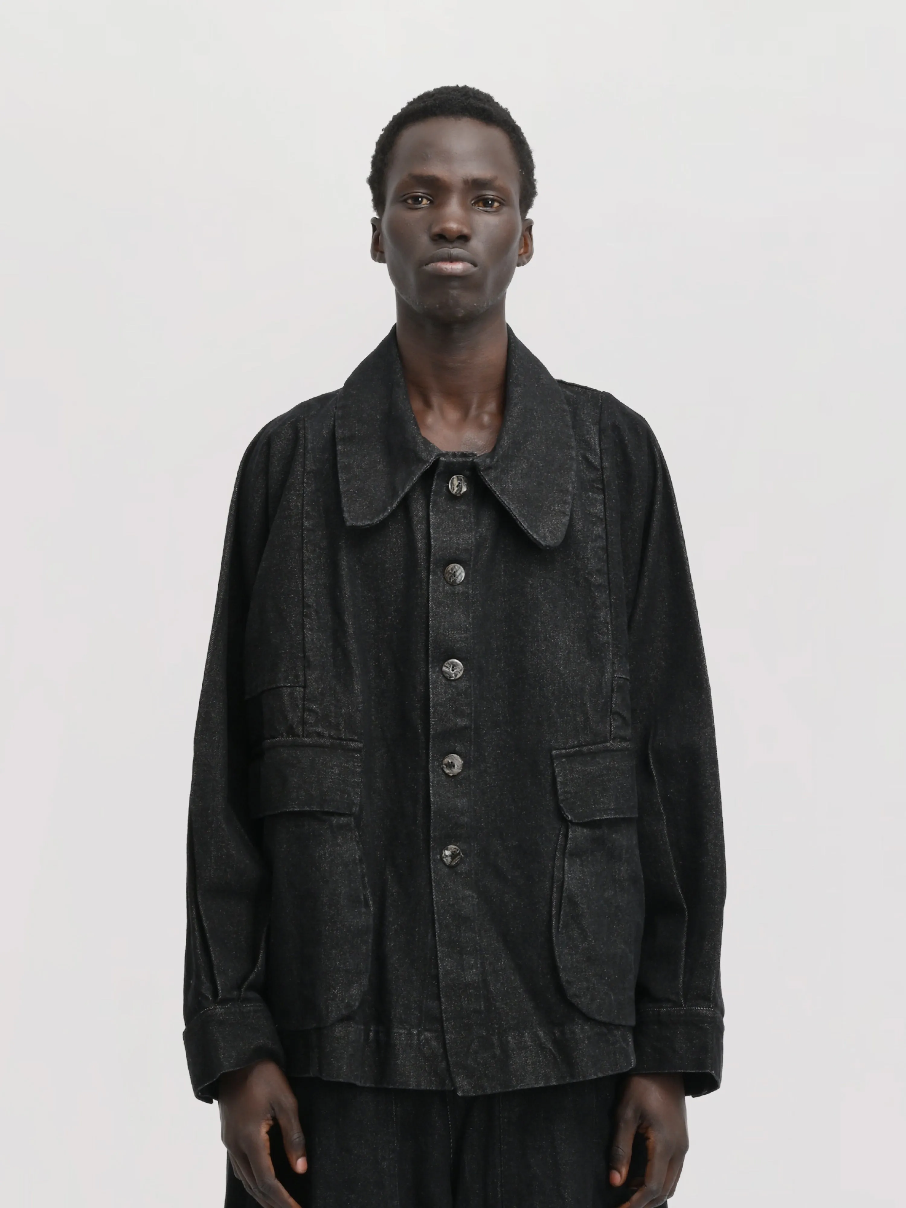 Farmer Jacket – Stonewashed Kojima Denim – Black sold by Gathering