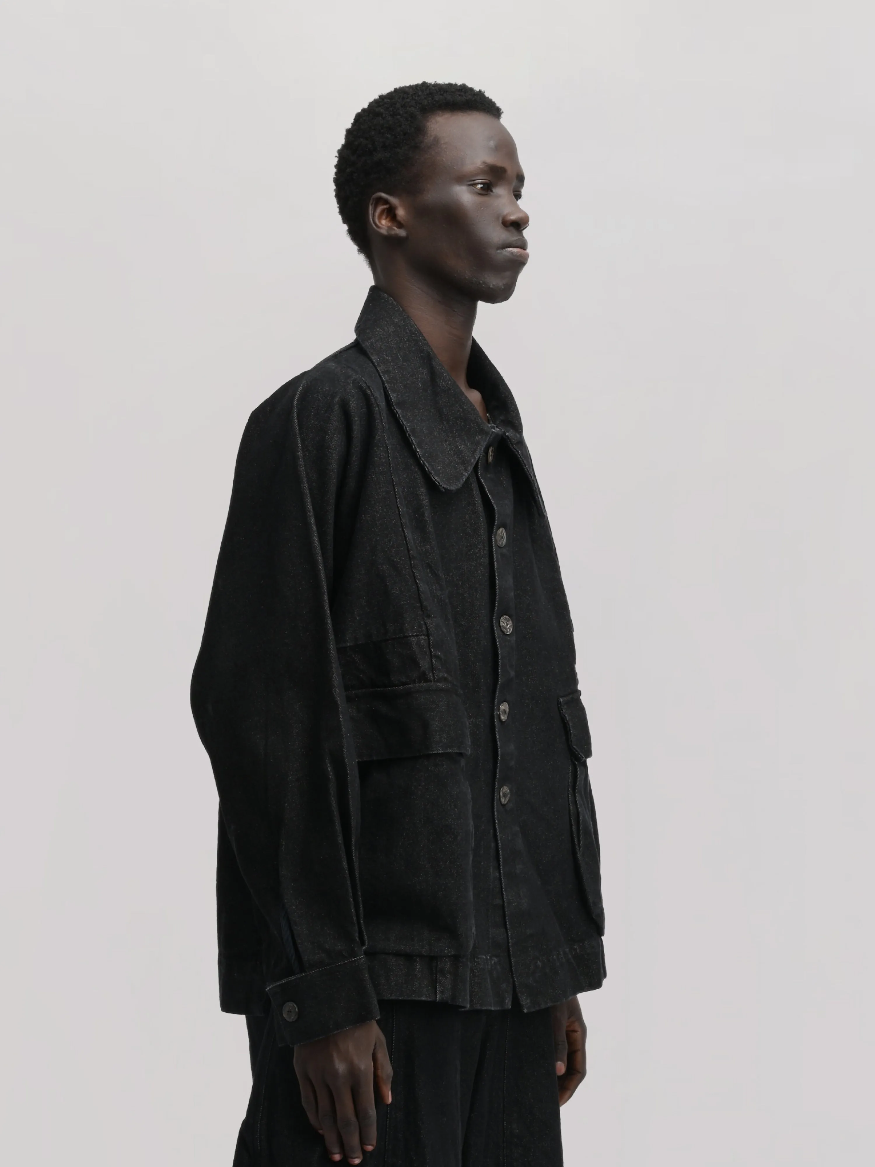 Farmer Jacket – Stonewashed Kojima Denim – Black sold by Gathering product image thumbnail 3