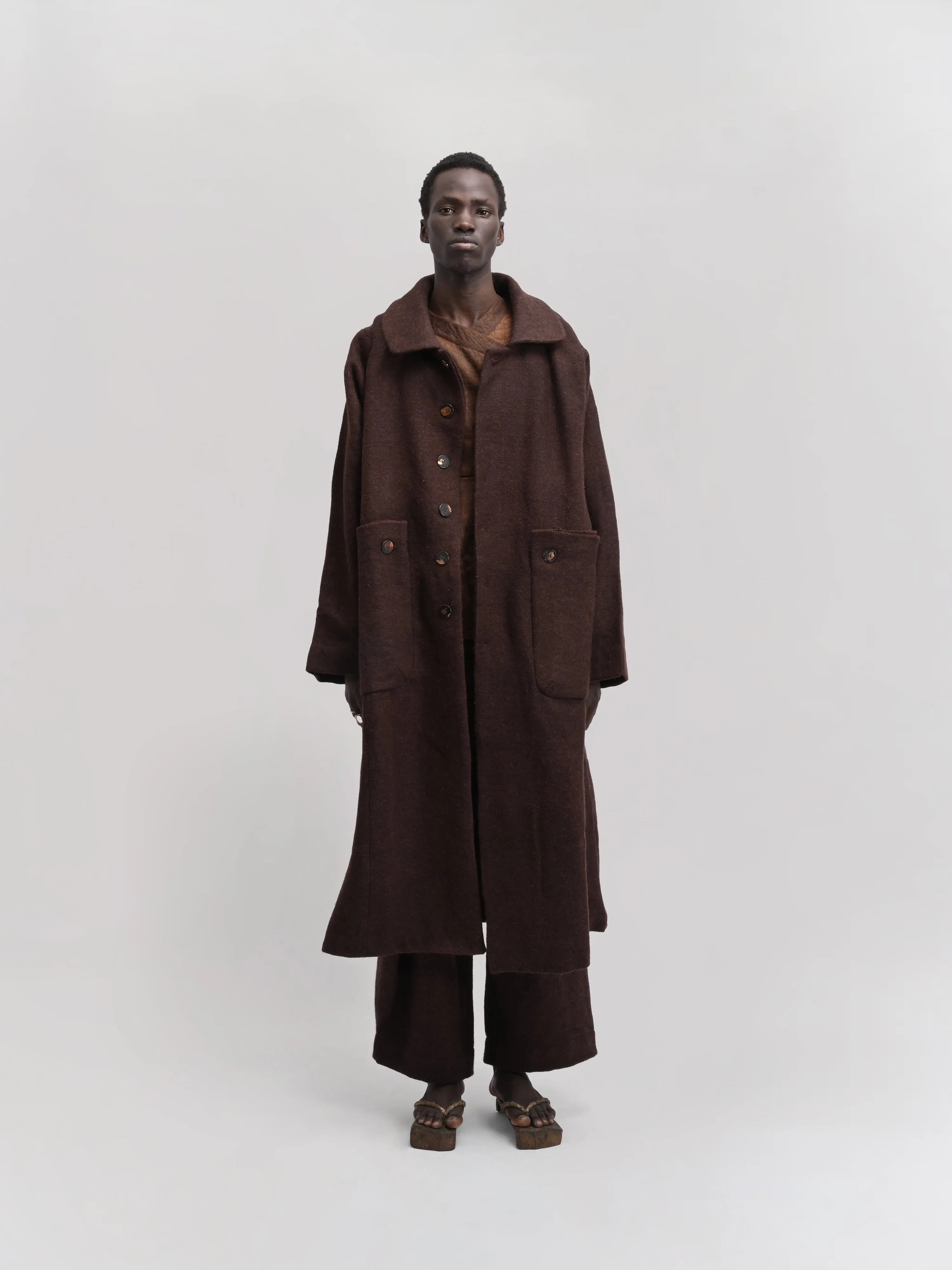 Farmer Coat – Handwoven Yak Wool – Rich Brown sold by Gathering