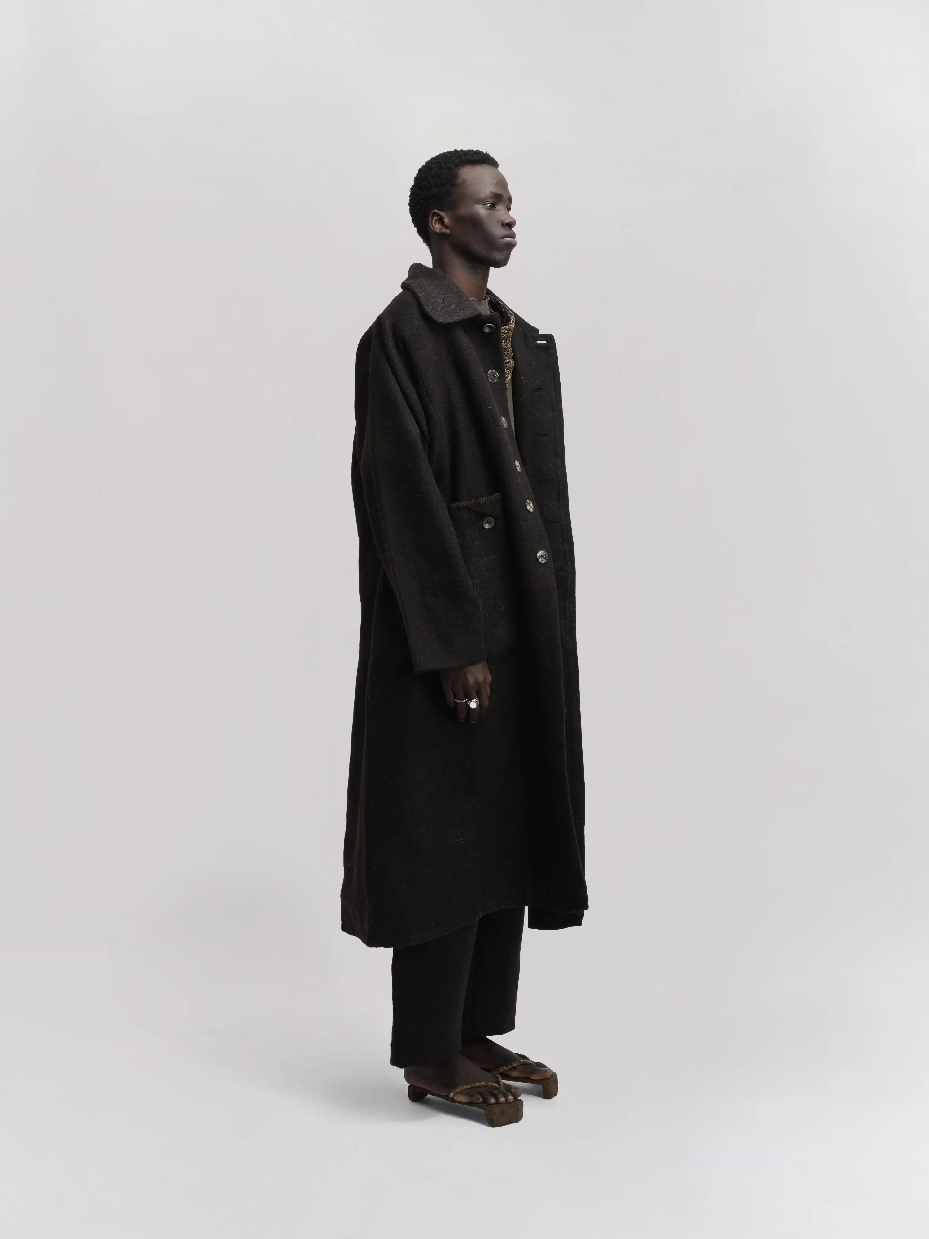 Farmer Coat – Handwoven Yak Wool – Dark Chocolate sold by Gathering product image thumbnail 4