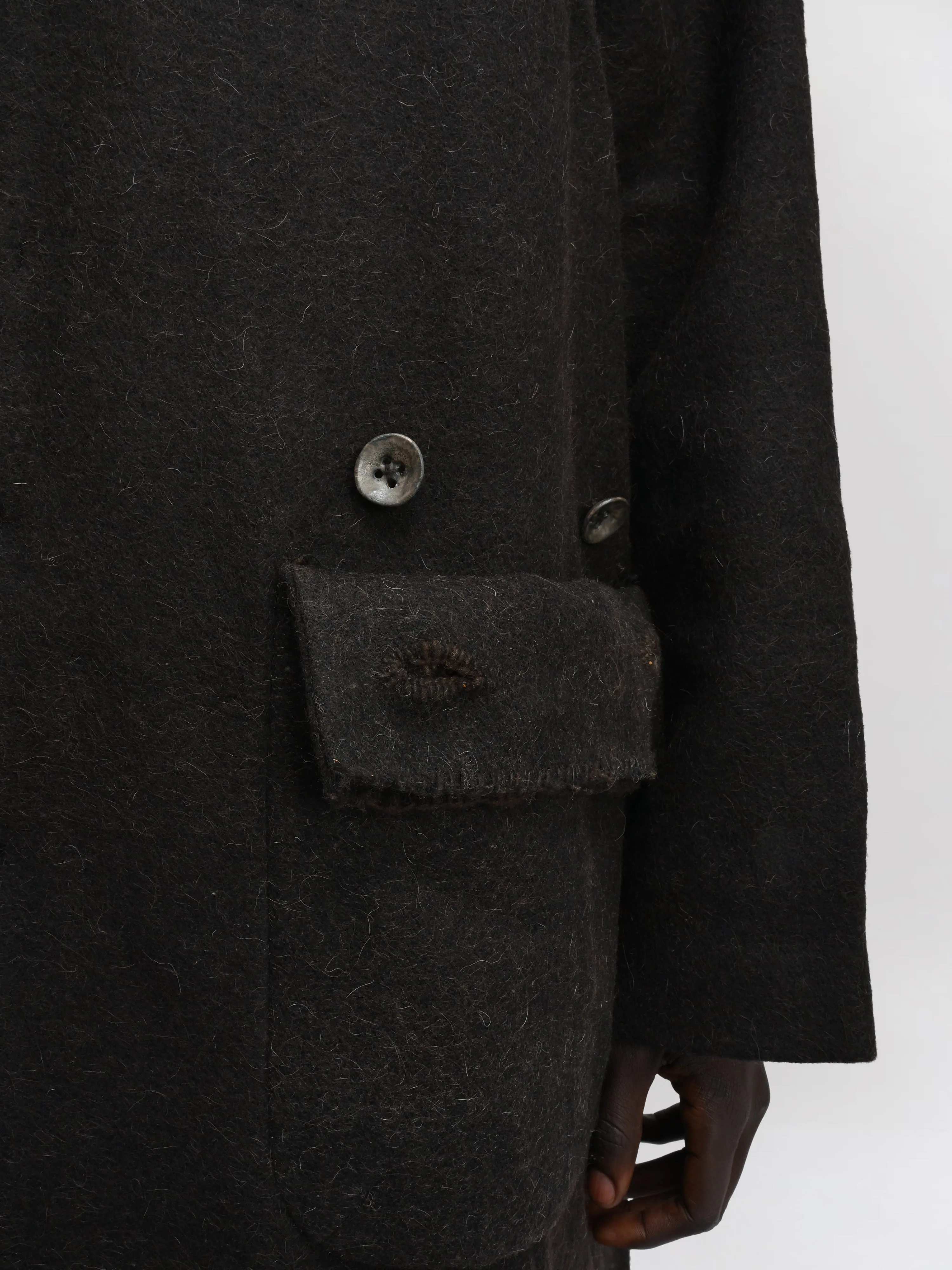 Farmer Coat – Handwoven Yak Wool – Dark Chocolate sold by Gathering product image thumbnail 5