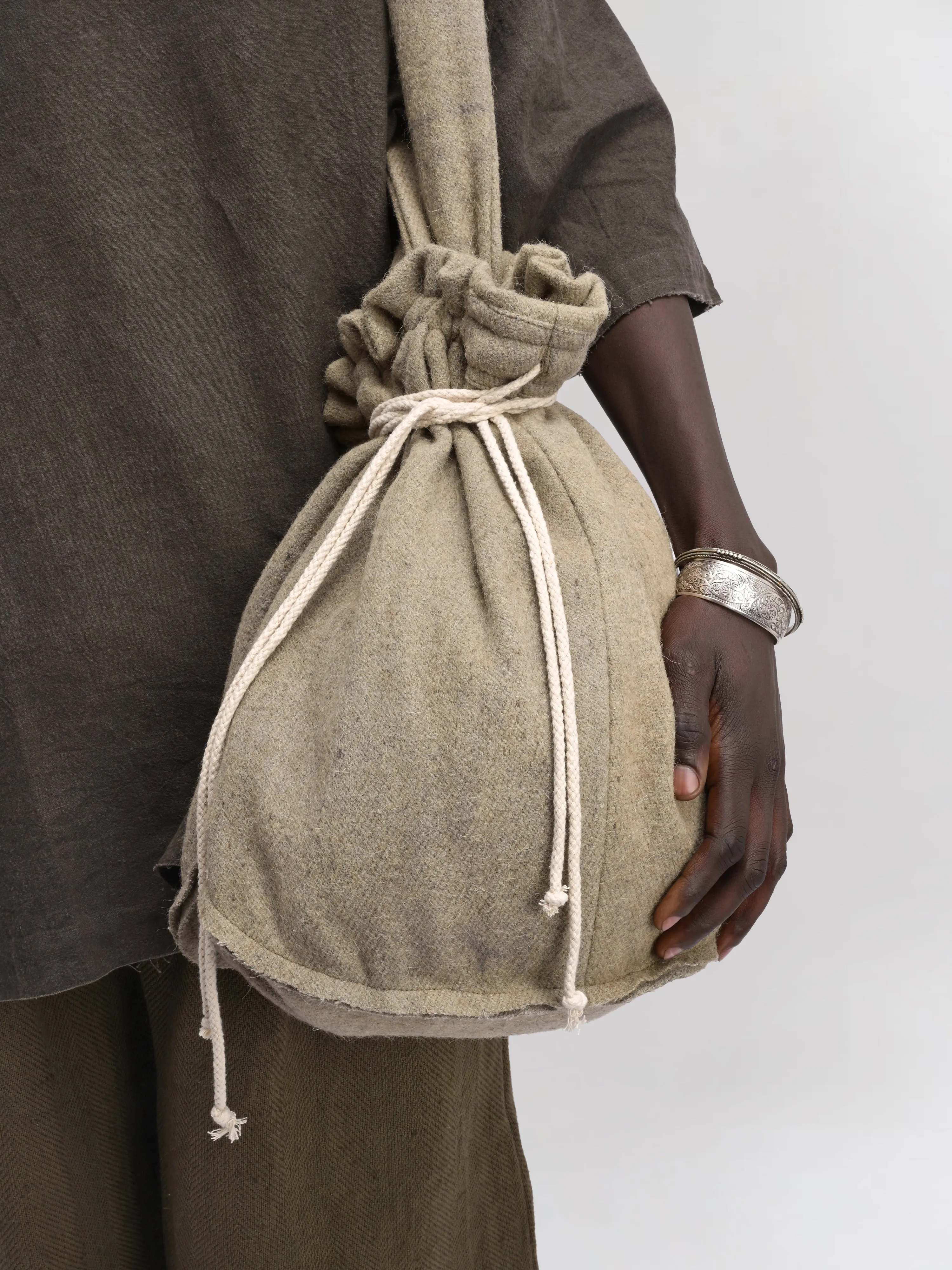 Peardrop Bag – Handwoven Yak & Sheep Wool – Light Green sold by Gathering product image thumbnail 3