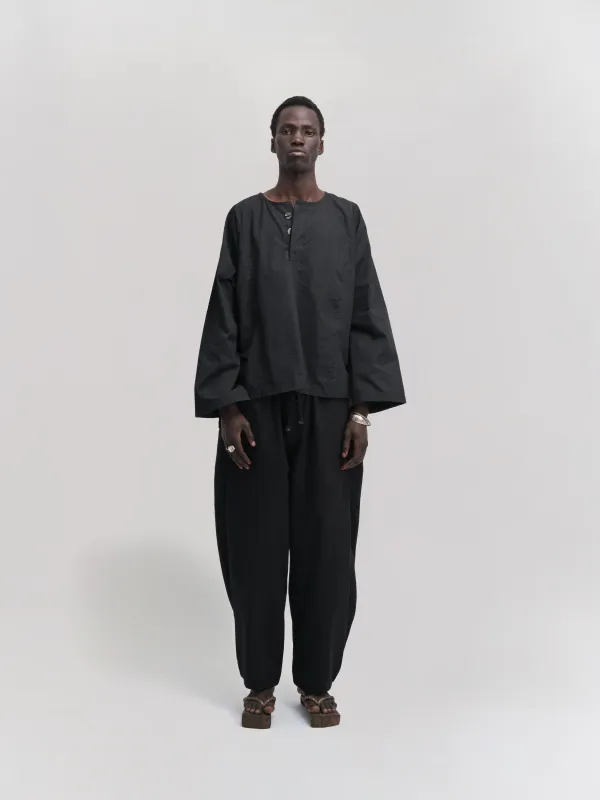 Fisherman Shirt – Organic Cotton Poplin – Black sold by Gathering