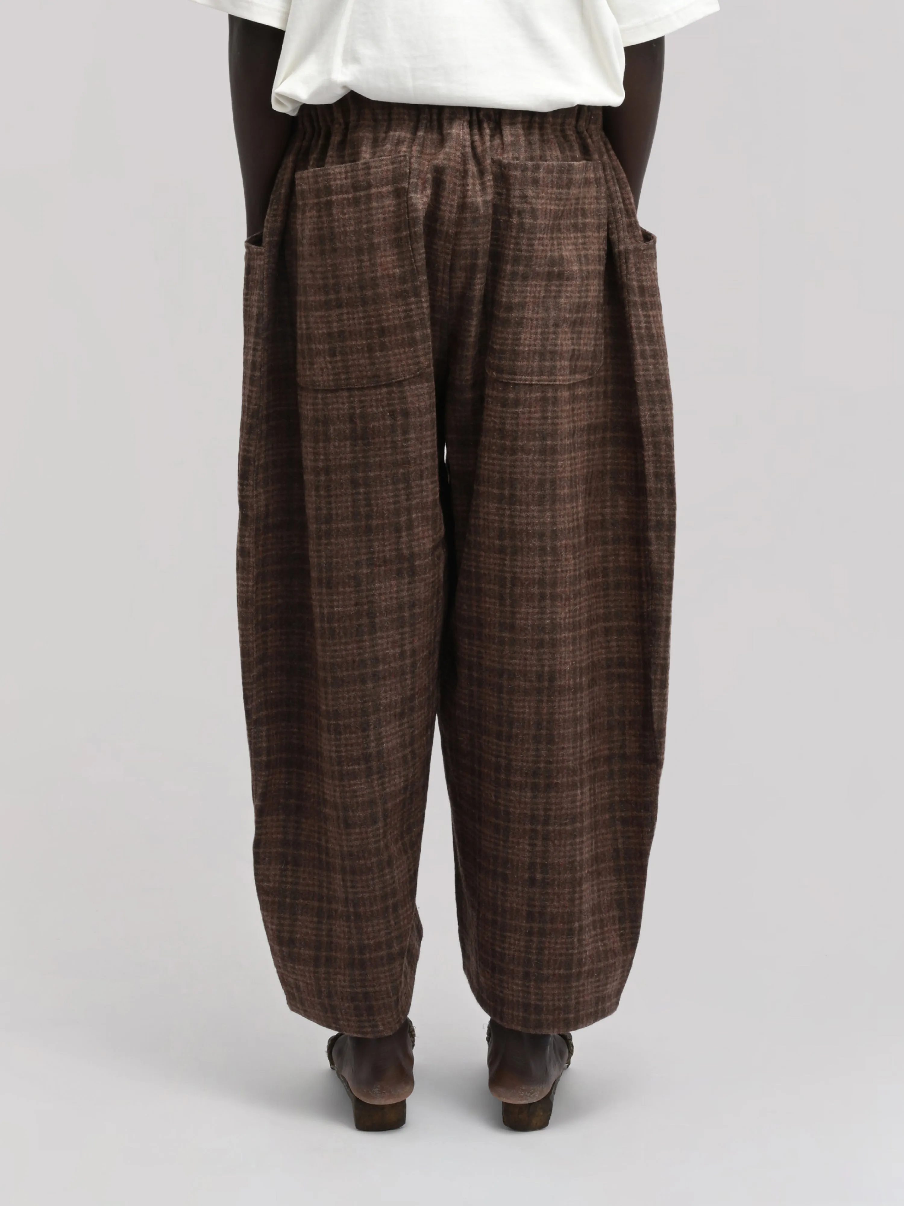 Fisherman Pant – Handwoven & Hand-Felted Sheep Wool – Brown Red Checks sold by Gathering product image thumbnail 4