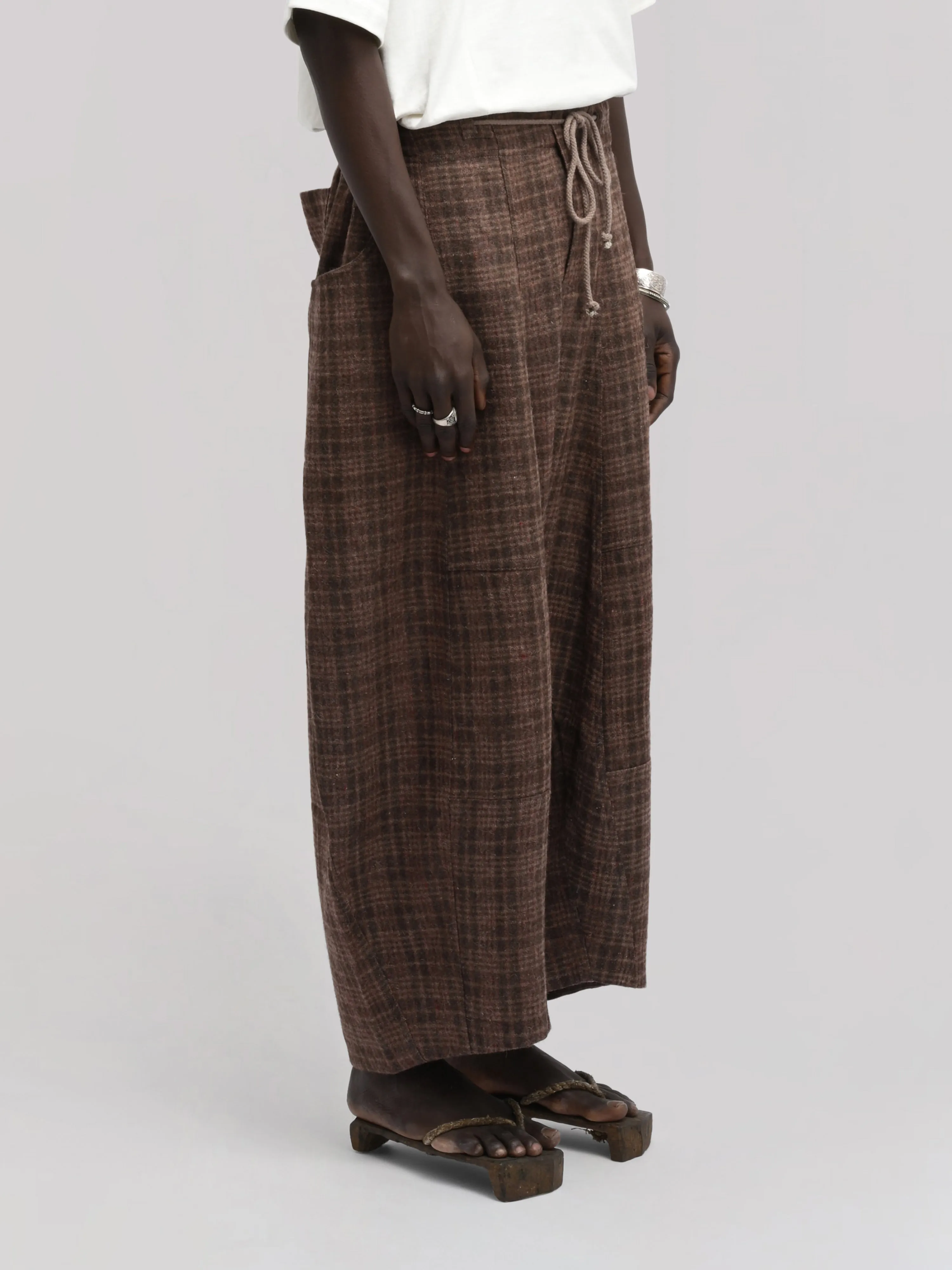 Fisherman Pant – Handwoven & Hand-Felted Sheep Wool – Brown Red Checks sold by Gathering product image thumbnail 3