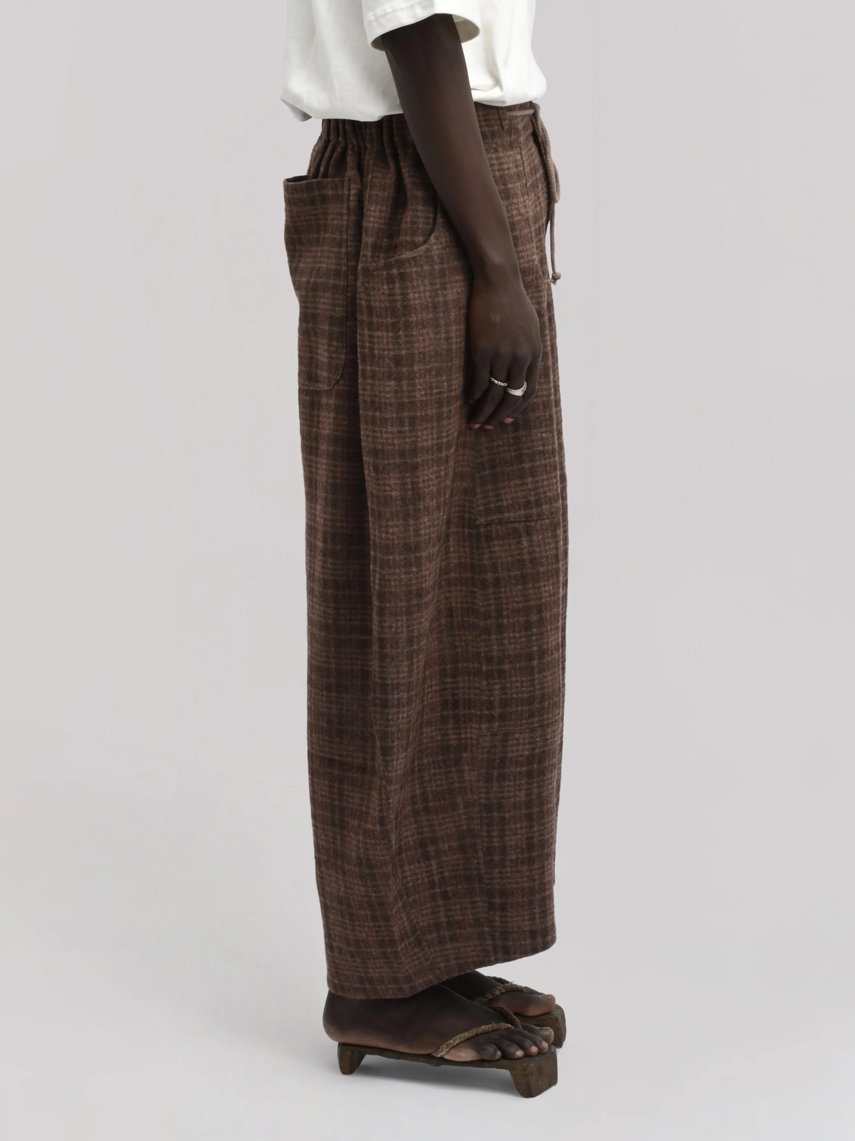 Fisherman Pant – Handwoven & Hand-Felted Sheep Wool – Brown Red Checks sold by Gathering product image thumbnail 5