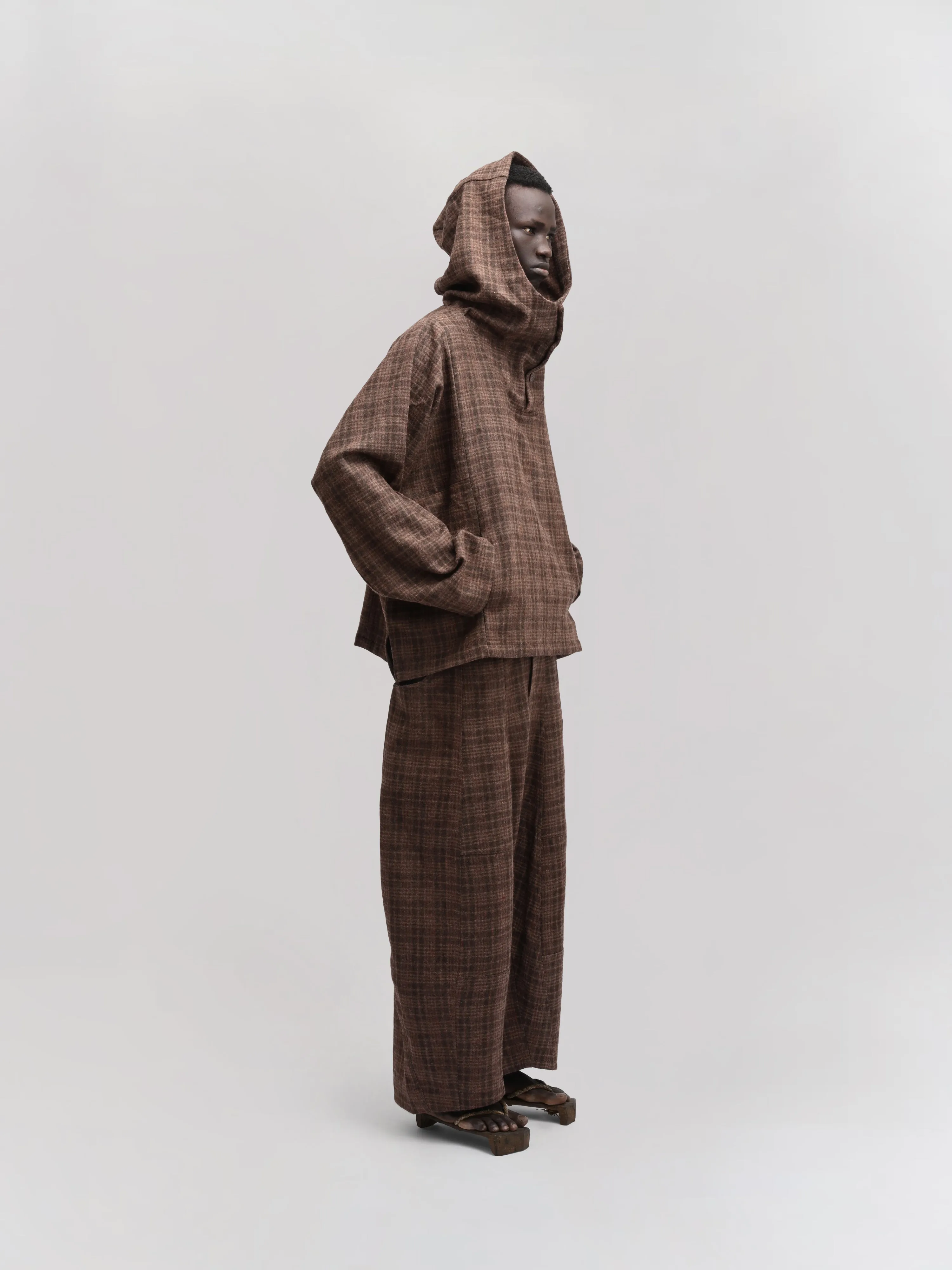 Fisherman Pant – Handwoven & Hand-Felted Sheep Wool – Brown Red Checks sold by Gathering product image thumbnail 2