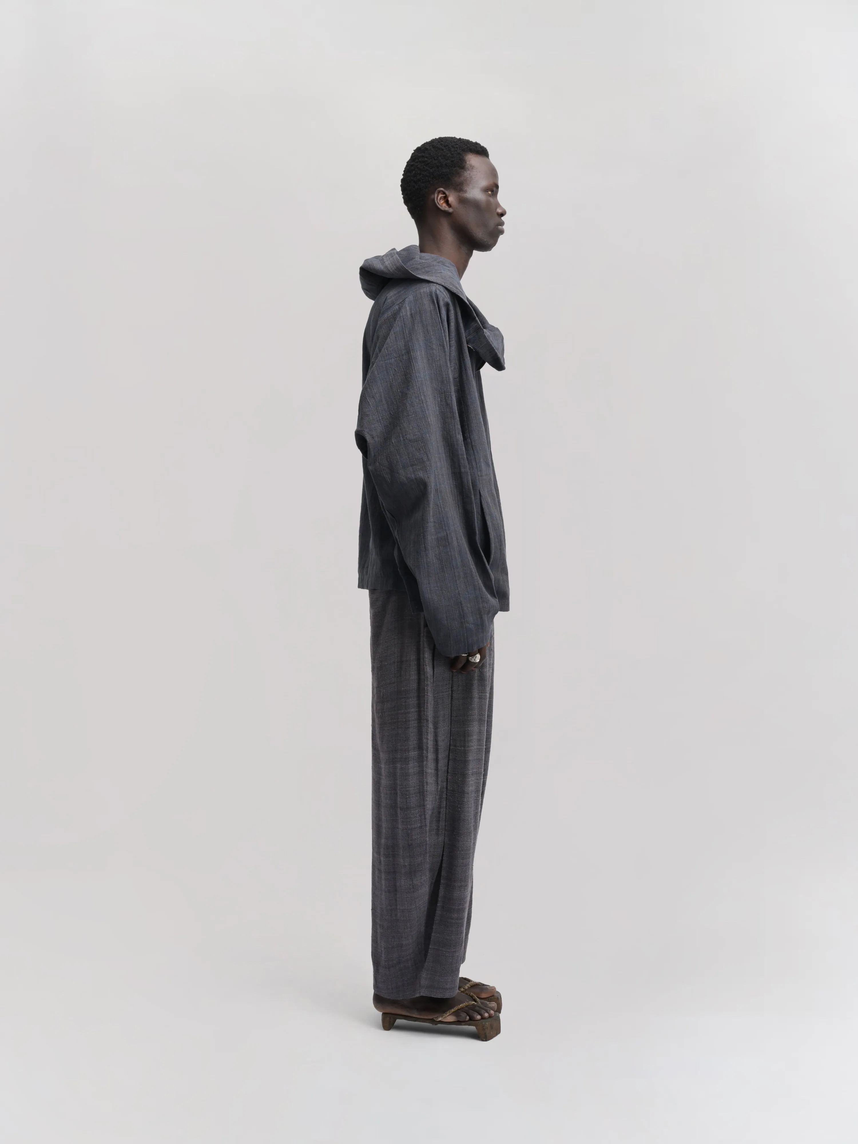 Fisherman Hoodie – Handwoven Cotton – Black & Blue sold by Gathering product image thumbnail 5