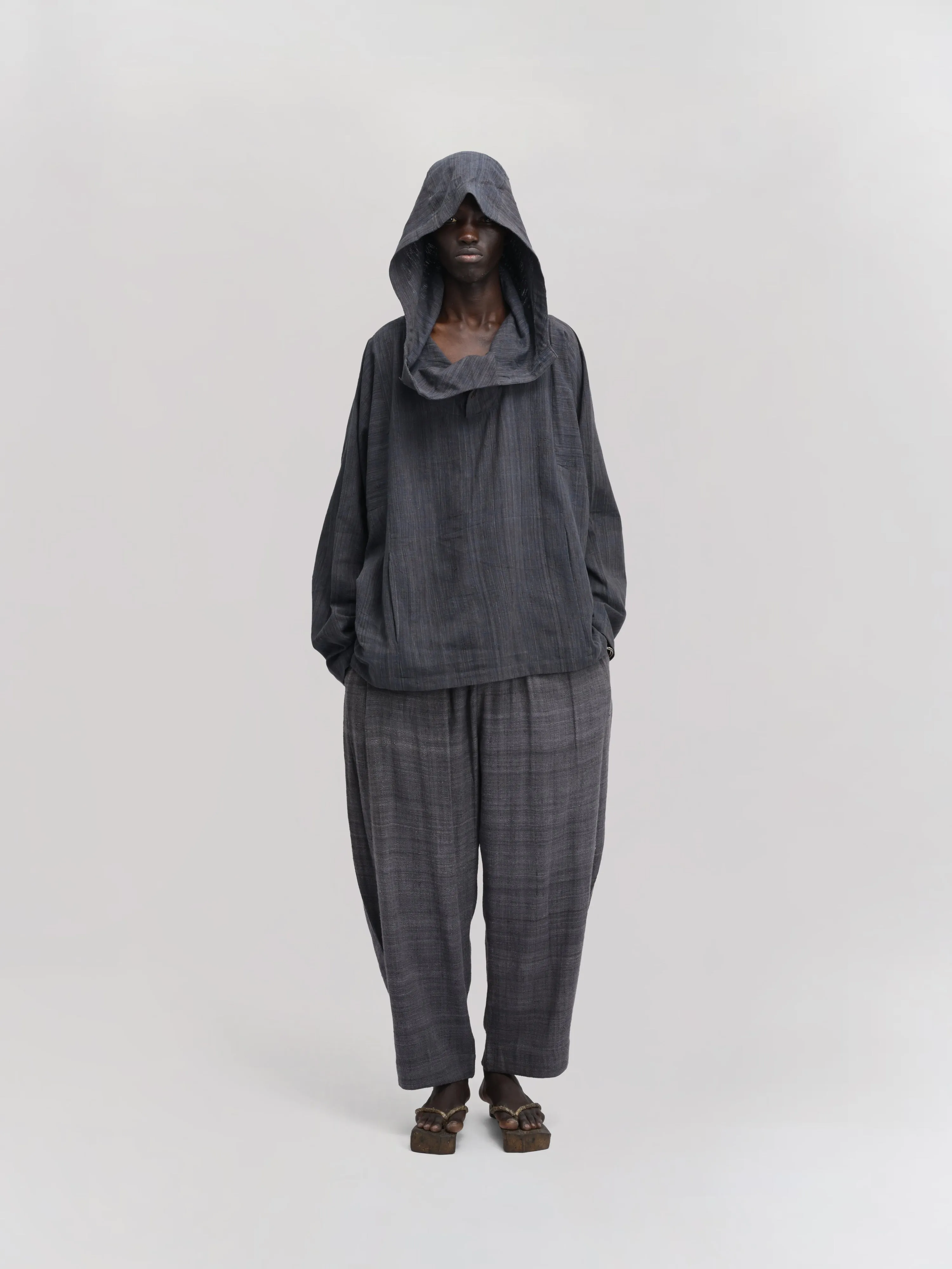 Fisherman Hoodie – Handwoven Cotton – Black & Blue sold by Gathering product image thumbnail 2