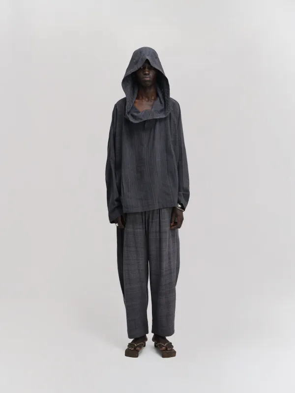 Fisherman Hoodie – Handwoven Cotton – Black & Blue sold by Gathering