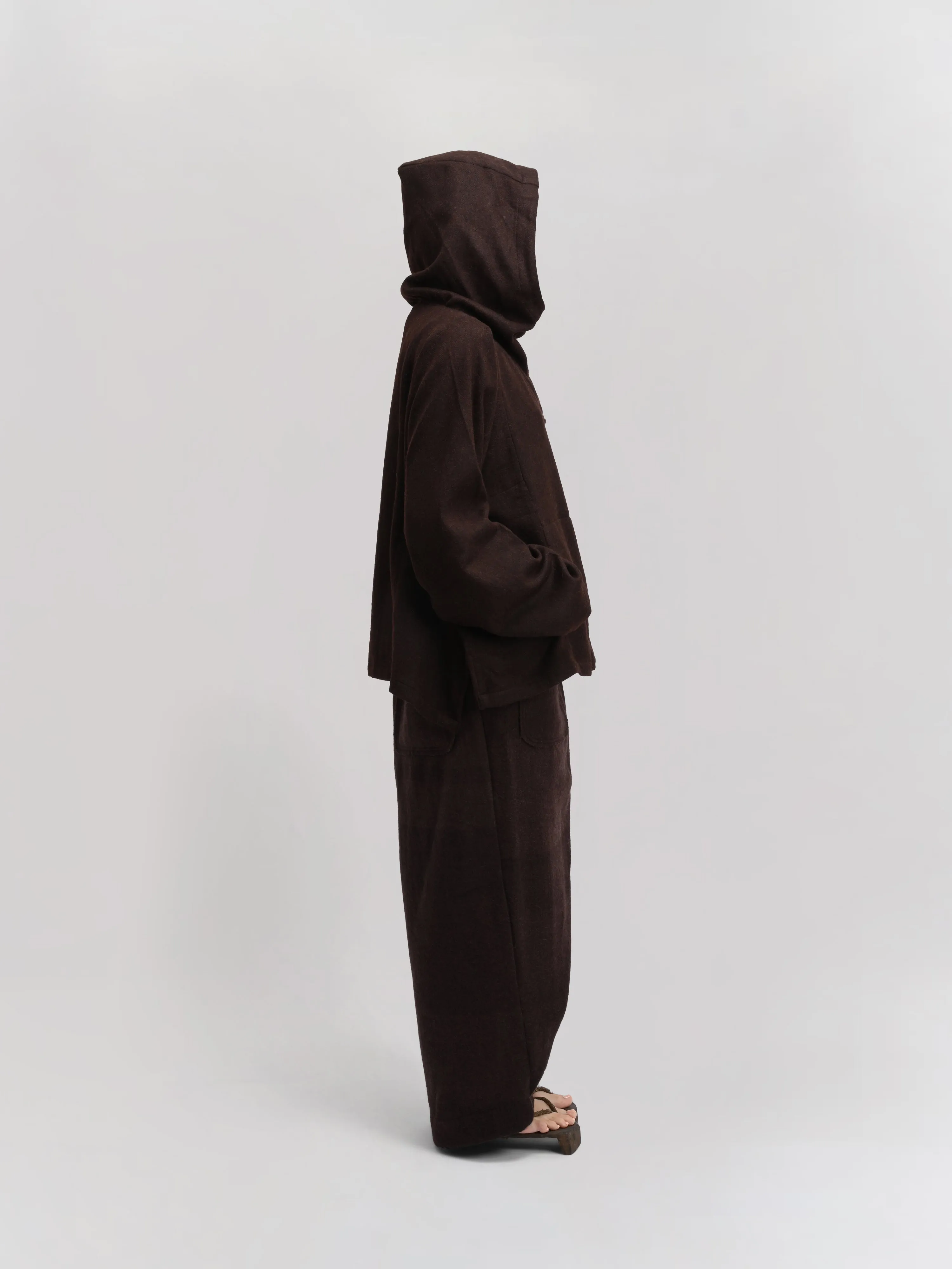 Fisherman Hoodie – Handwoven Wool – Chocolate Brown sold by Gathering product image thumbnail 4