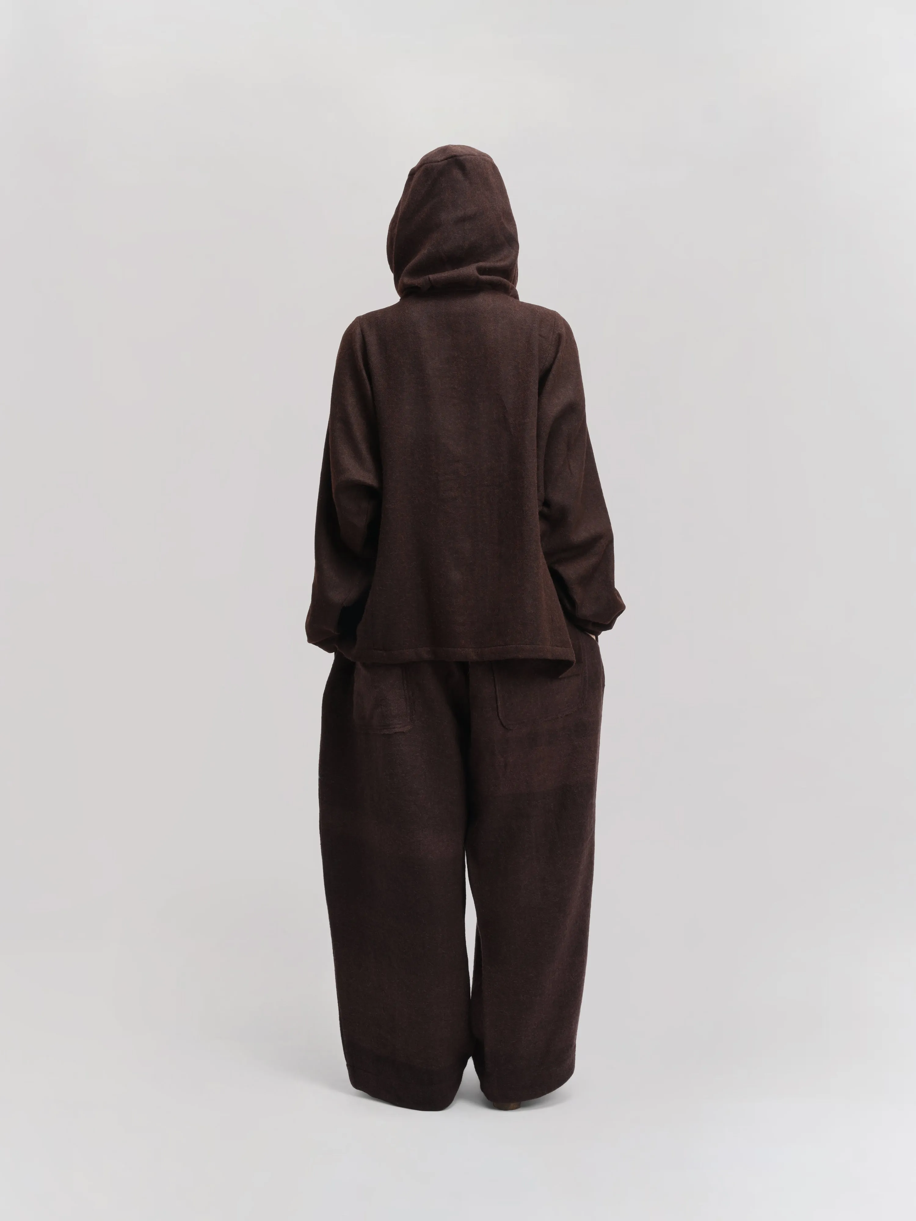 Fisherman Hoodie – Handwoven Wool – Chocolate Brown sold by Gathering product image thumbnail 5