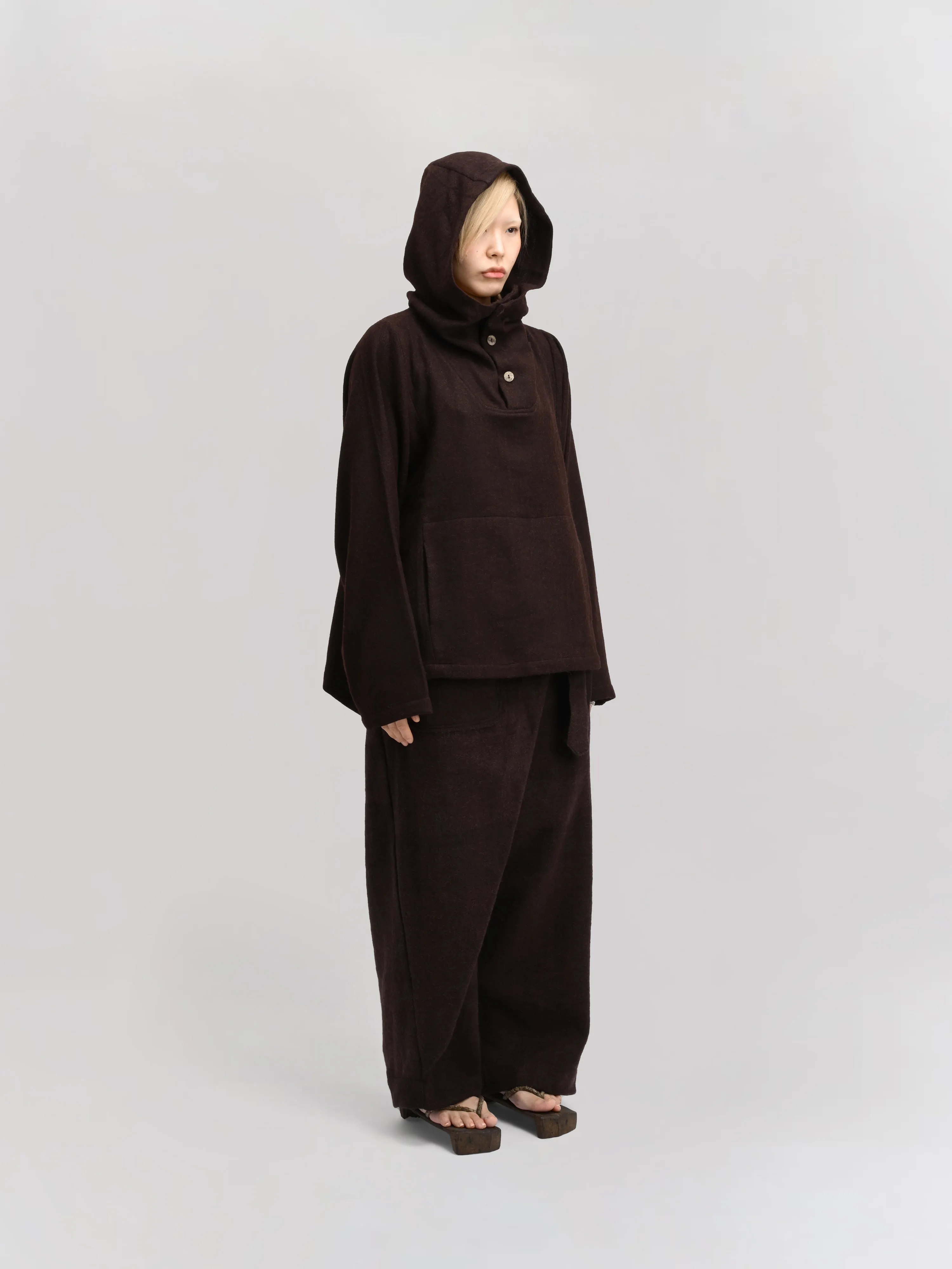 Fisherman Hoodie – Handwoven Wool – Chocolate Brown sold by Gathering product image thumbnail 3