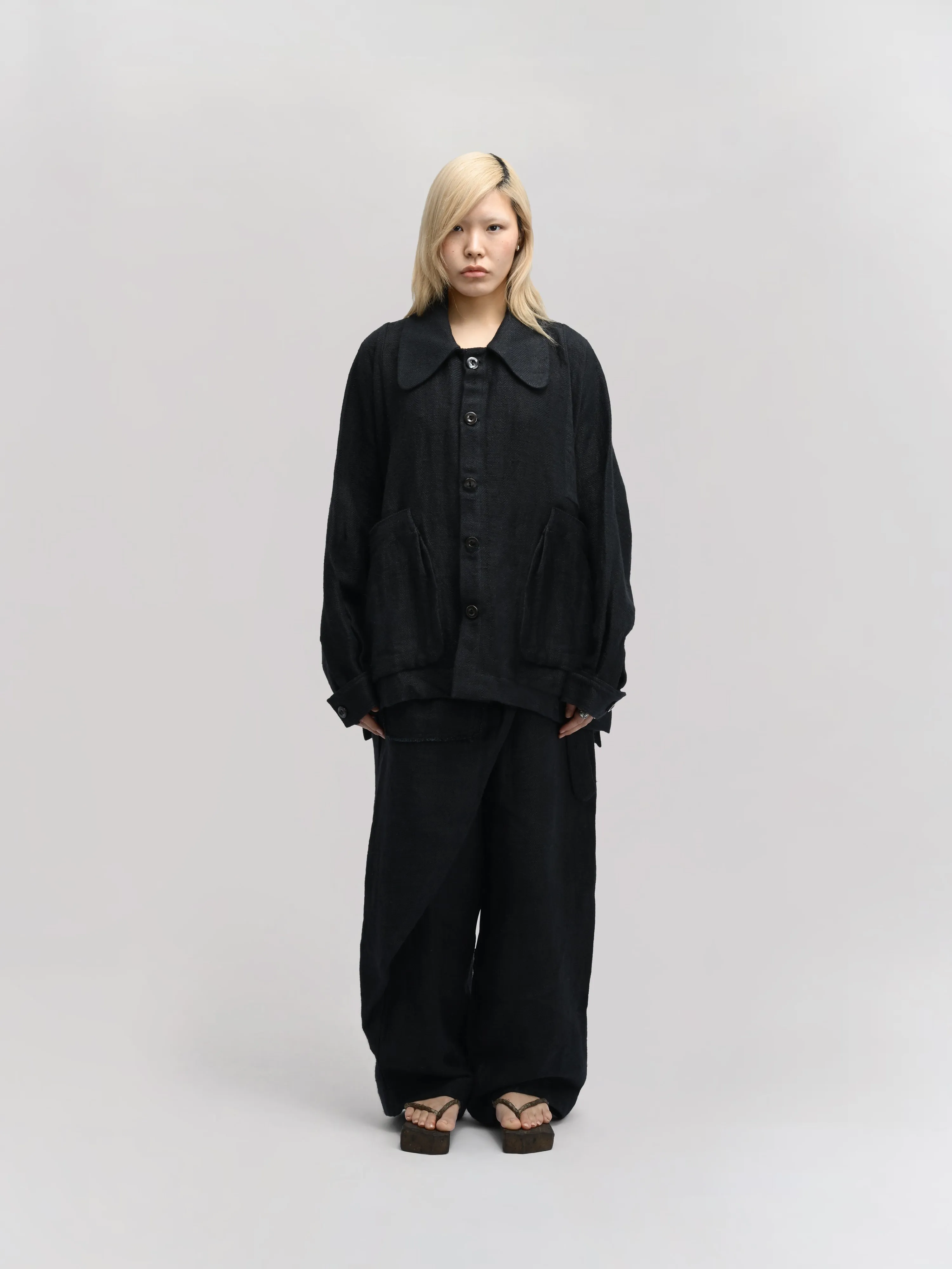 Farmer Jacket – Handwoven Cotton – Charcoal Black sold by Gathering product image thumbnail 4