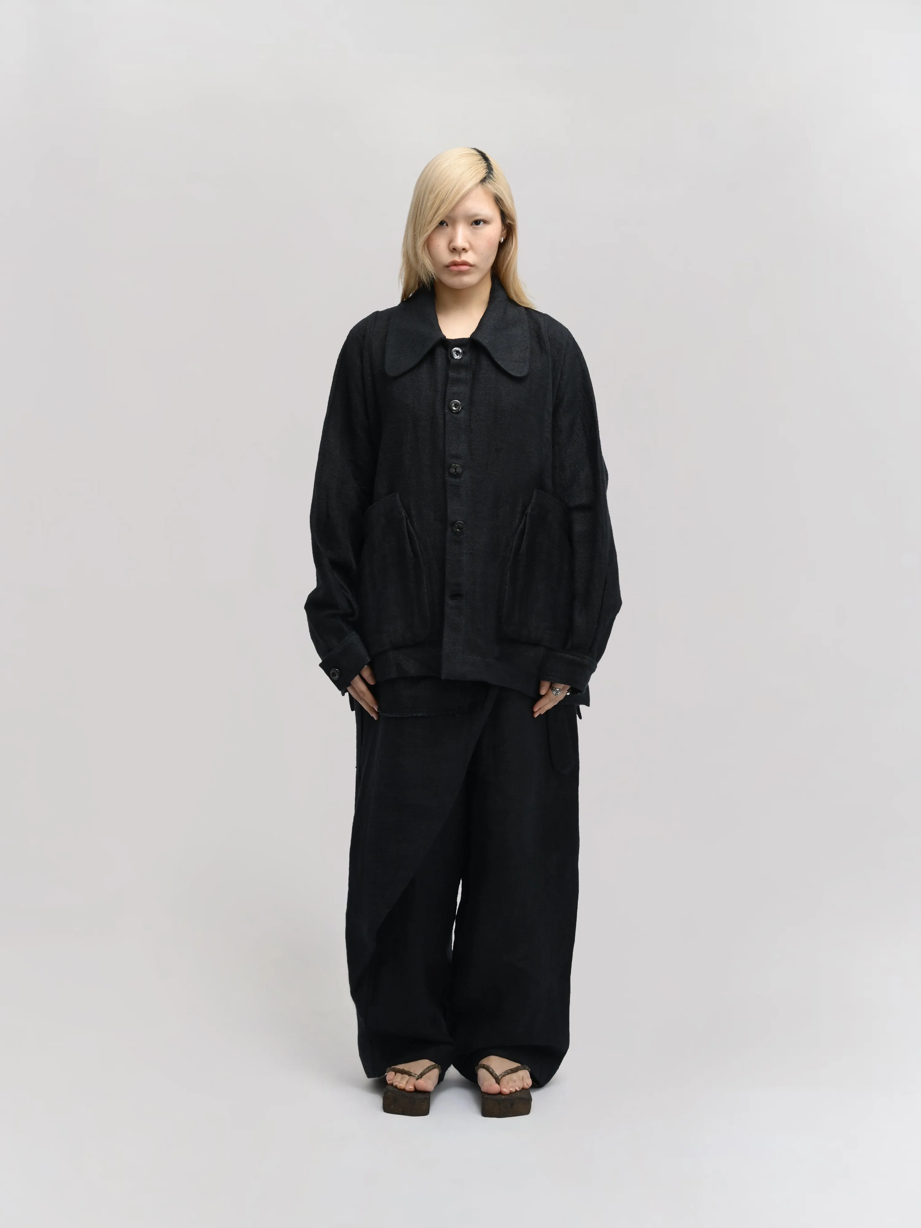 Farmer Jacket – Handwoven Cotton – Charcoal Black sold by Gathering