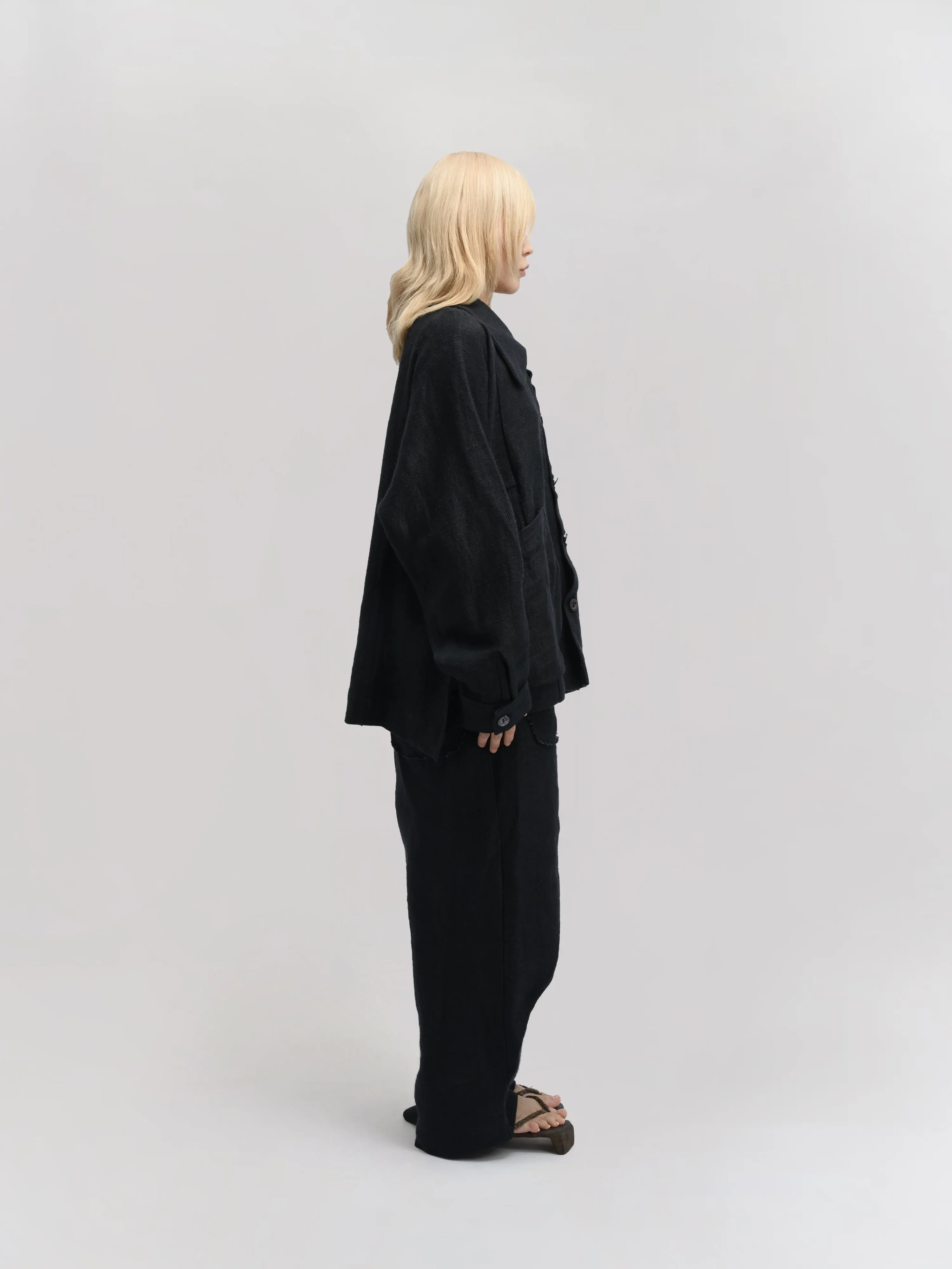 Farmer Jacket – Handwoven Cotton – Charcoal Black sold by Gathering product image thumbnail 3