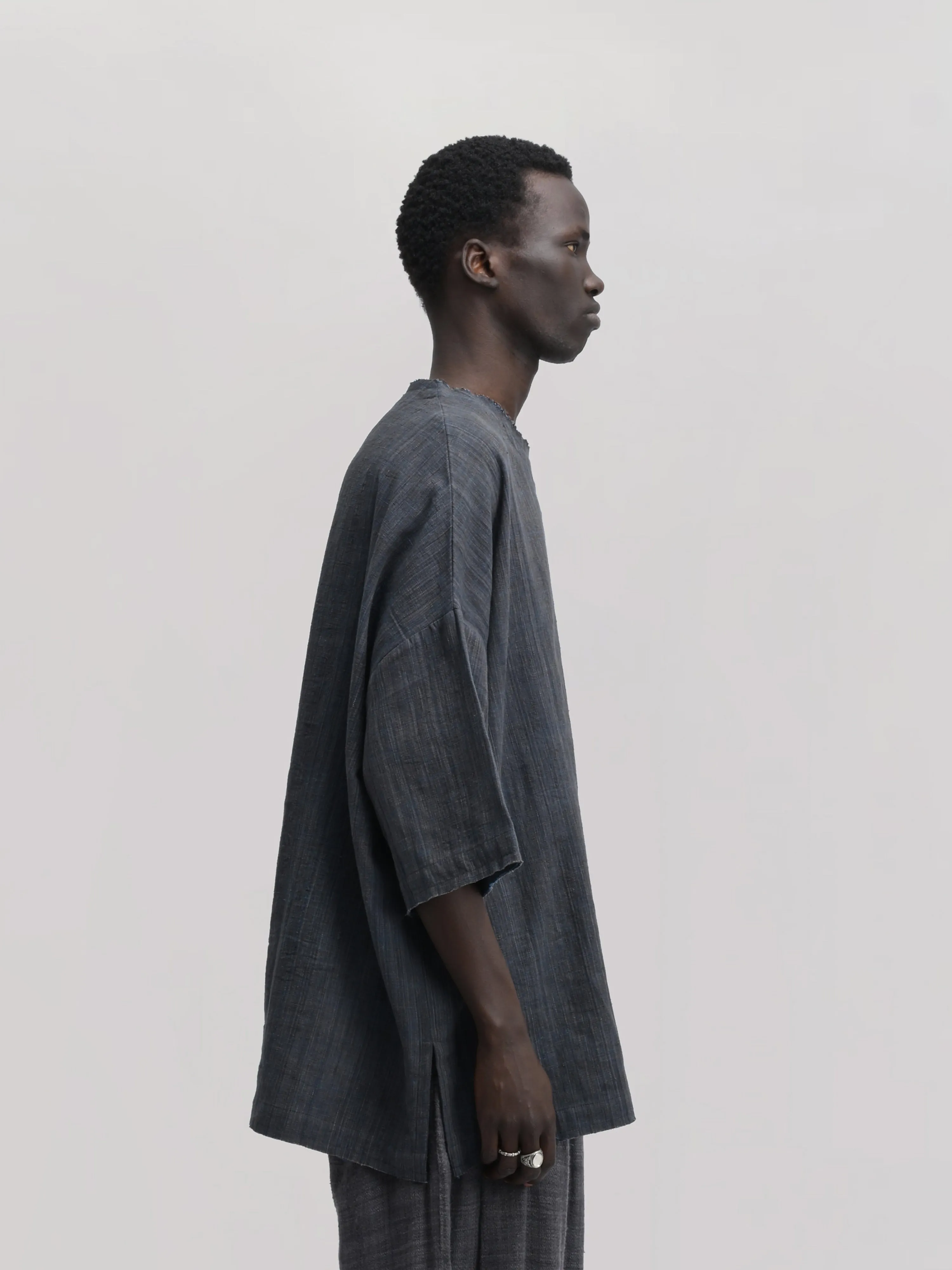 Beekeeper Shirt – Handwoven Cotton – Gray sold by Gathering product image thumbnail 5