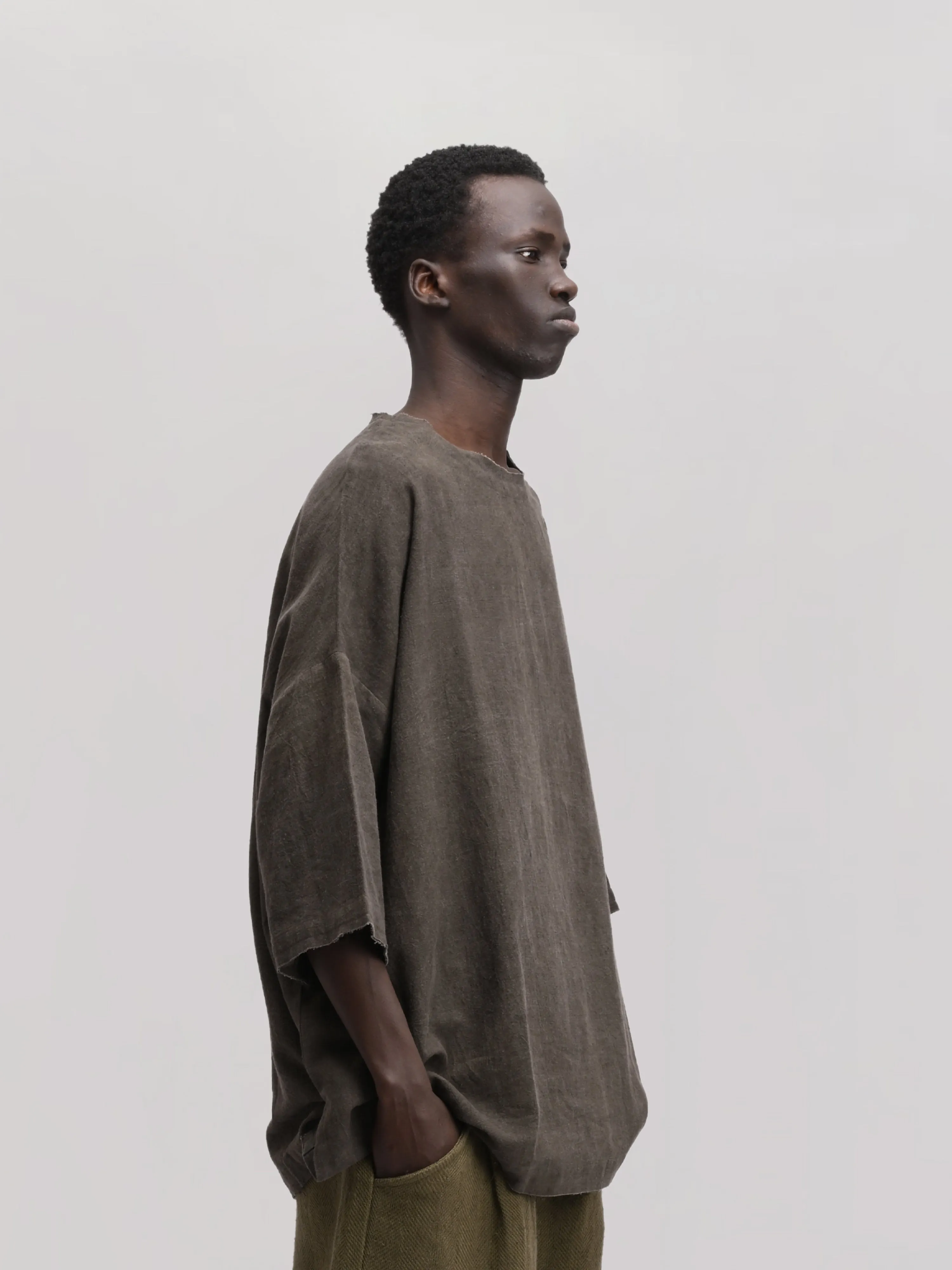 Beekeeper Shirt – Handwoven Cotton – Dyed Grey sold by Gathering product image thumbnail 3