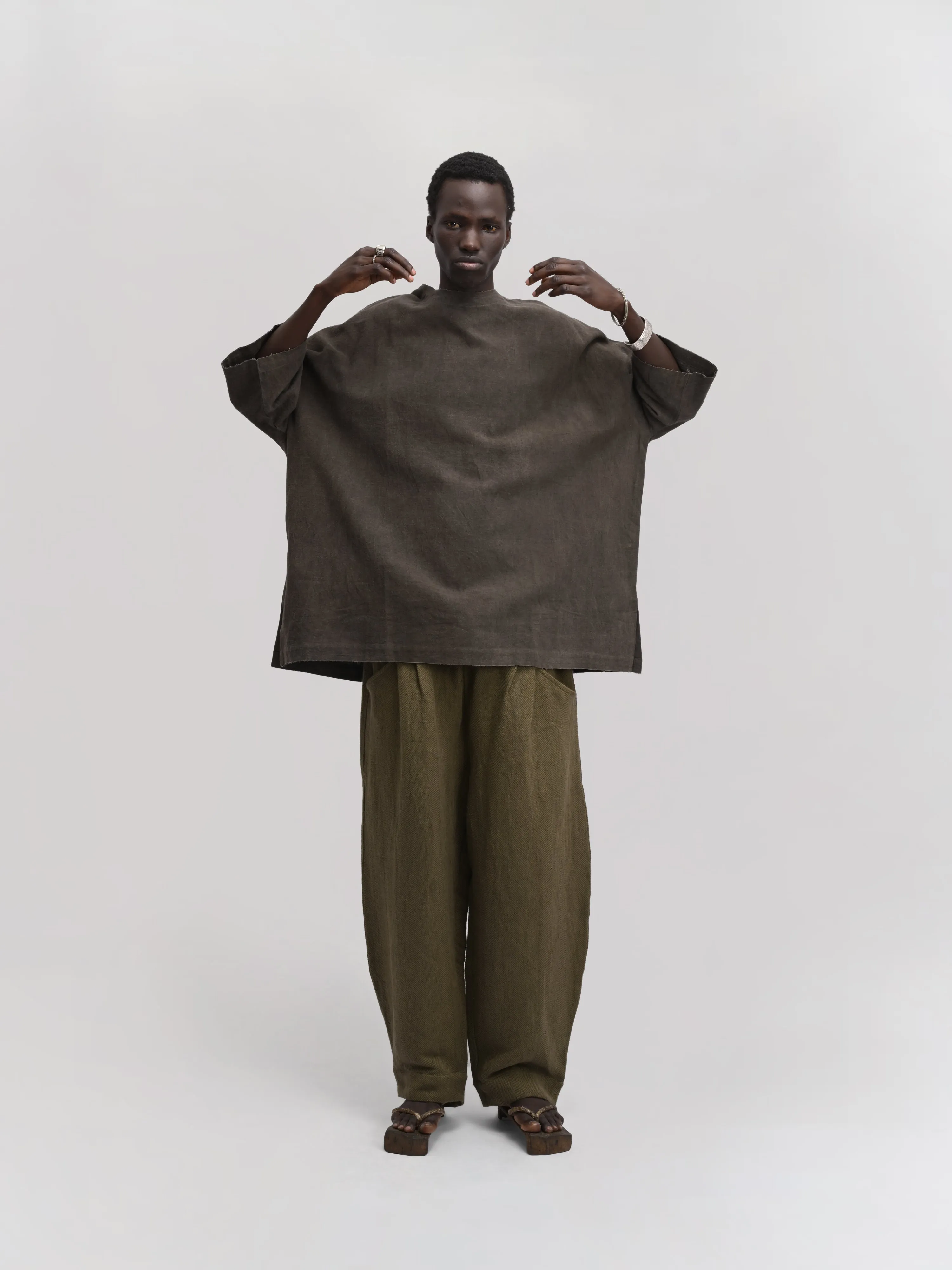 Beekeeper Shirt – Handwoven Cotton – Dyed Grey sold by Gathering product image thumbnail 4